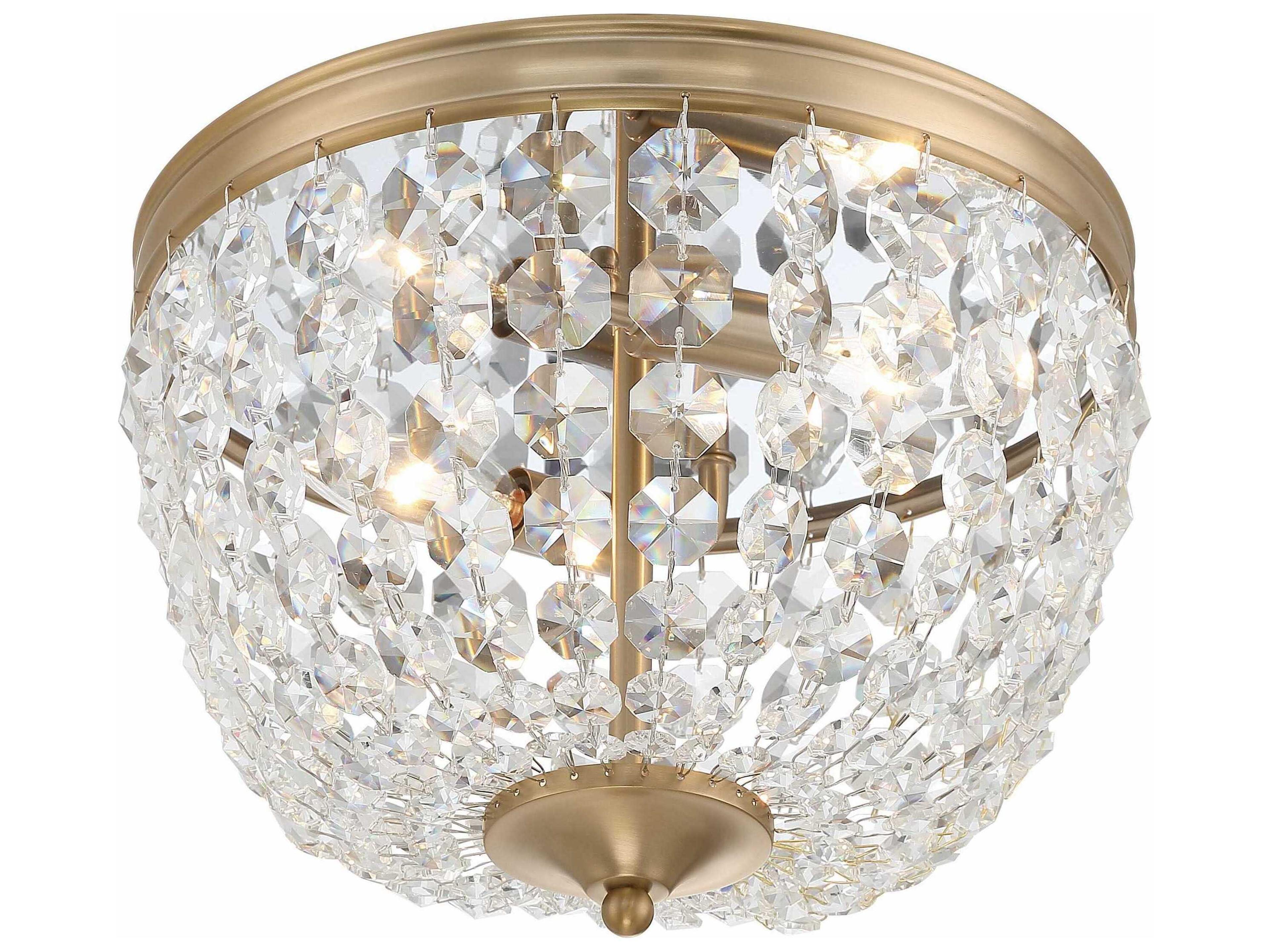 Crystorama Nola 2-Light Vibrant Gold Crystal Glass Bowl Flush Mount