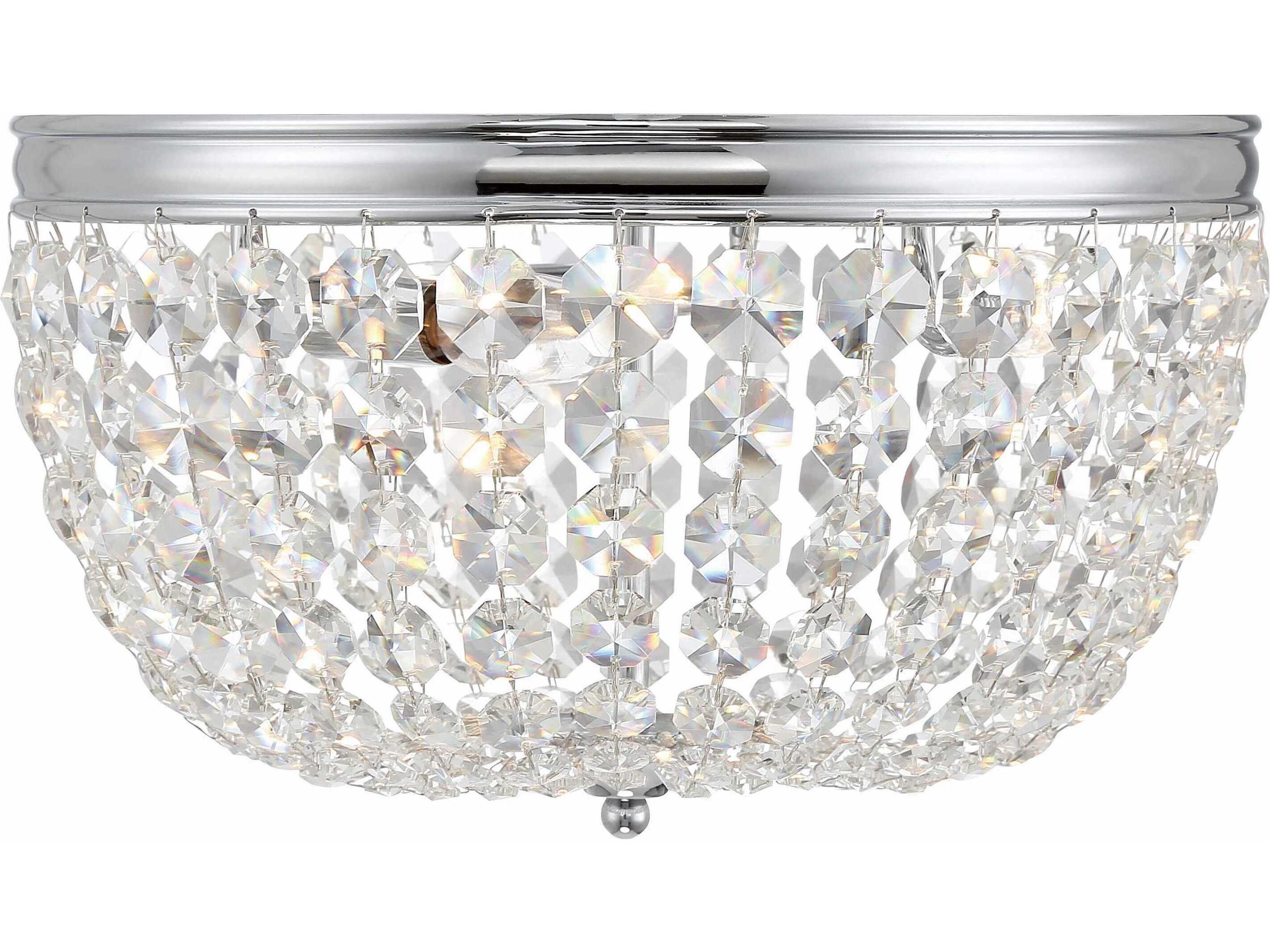 Nola 3-Light Polished Chrome Crystal Glass Bowl Flush Mount