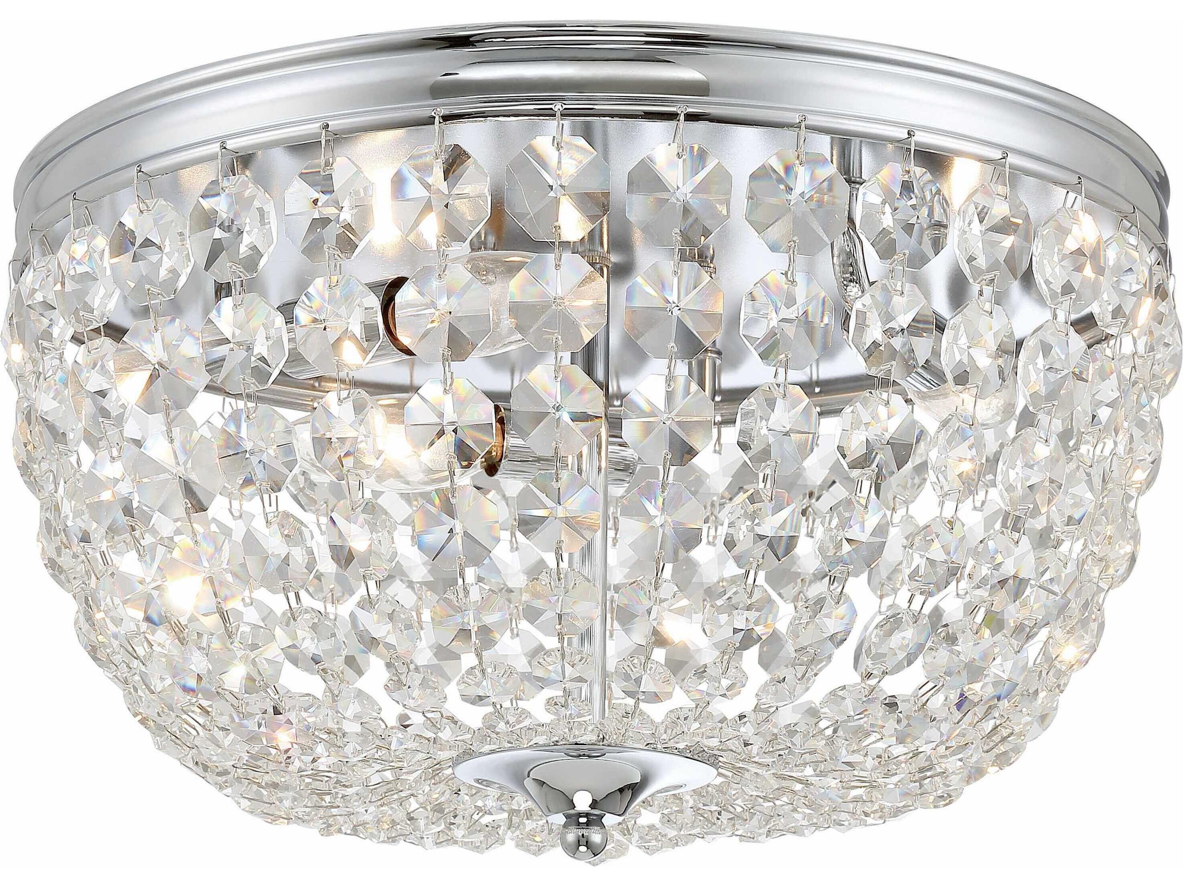 Crystorama Nola 3-Light Polished Chrome Crystal Glass Bowl Flush Mount