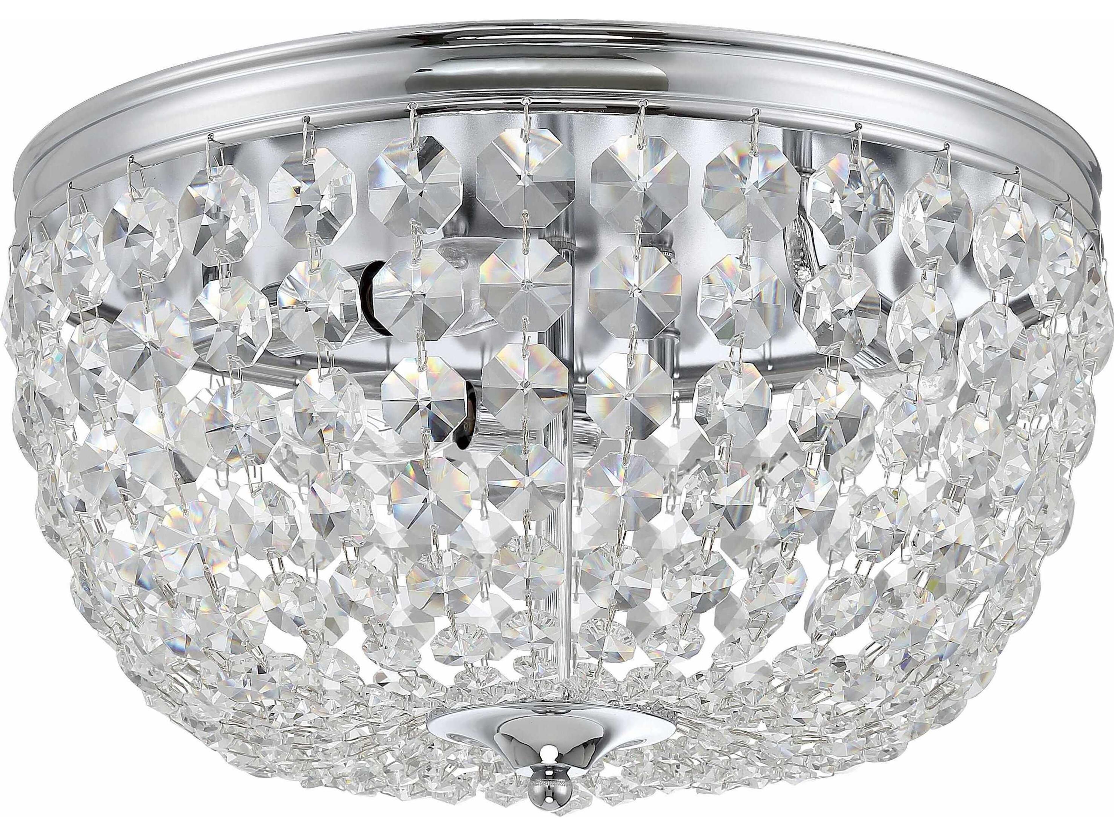 Crystorama Nola 3-Light Polished Chrome Crystal Glass Bowl Flush Mount