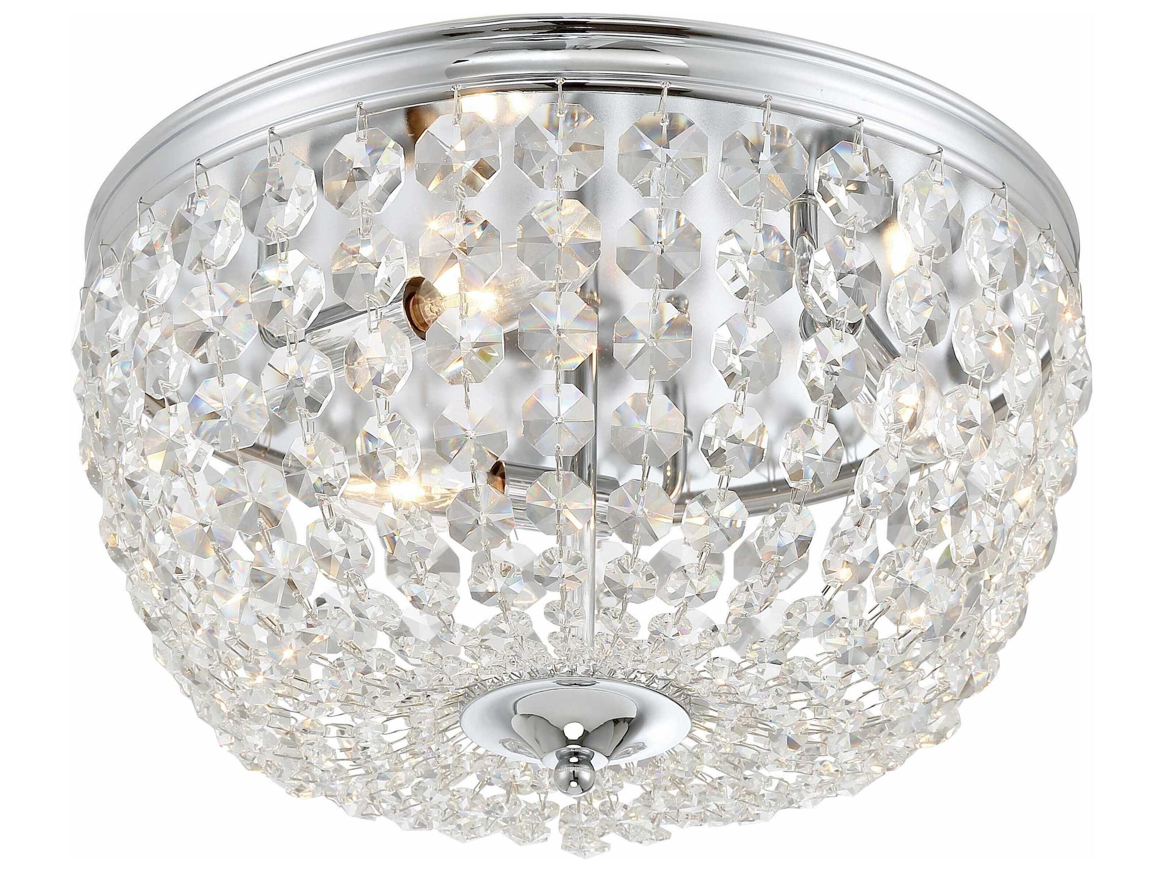 Crystorama Nola 3-Light Polished Chrome Crystal Glass Bowl Flush Mount