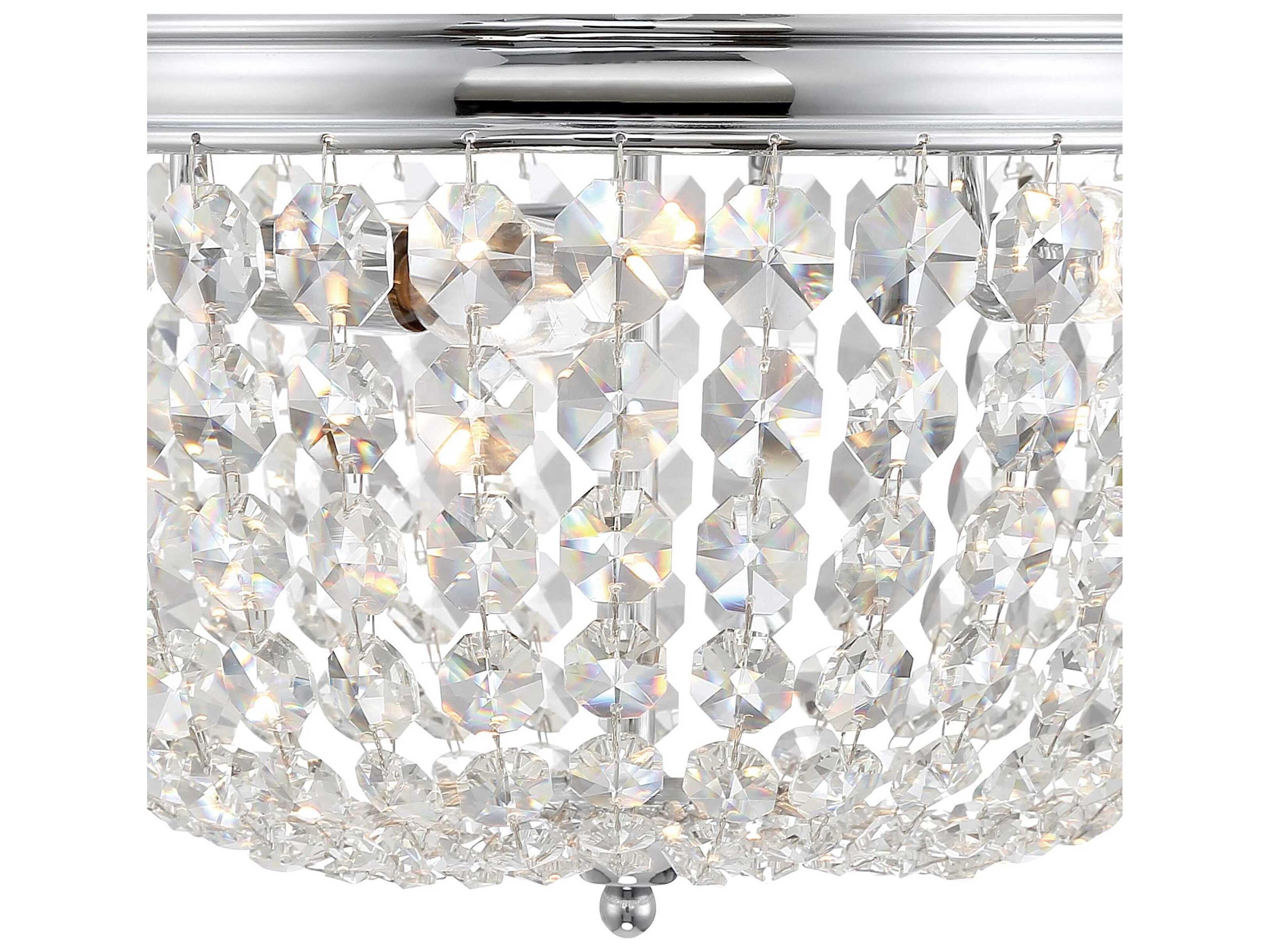 Crystorama Nola 3-Light Polished Chrome Crystal Glass Bowl Flush Mount