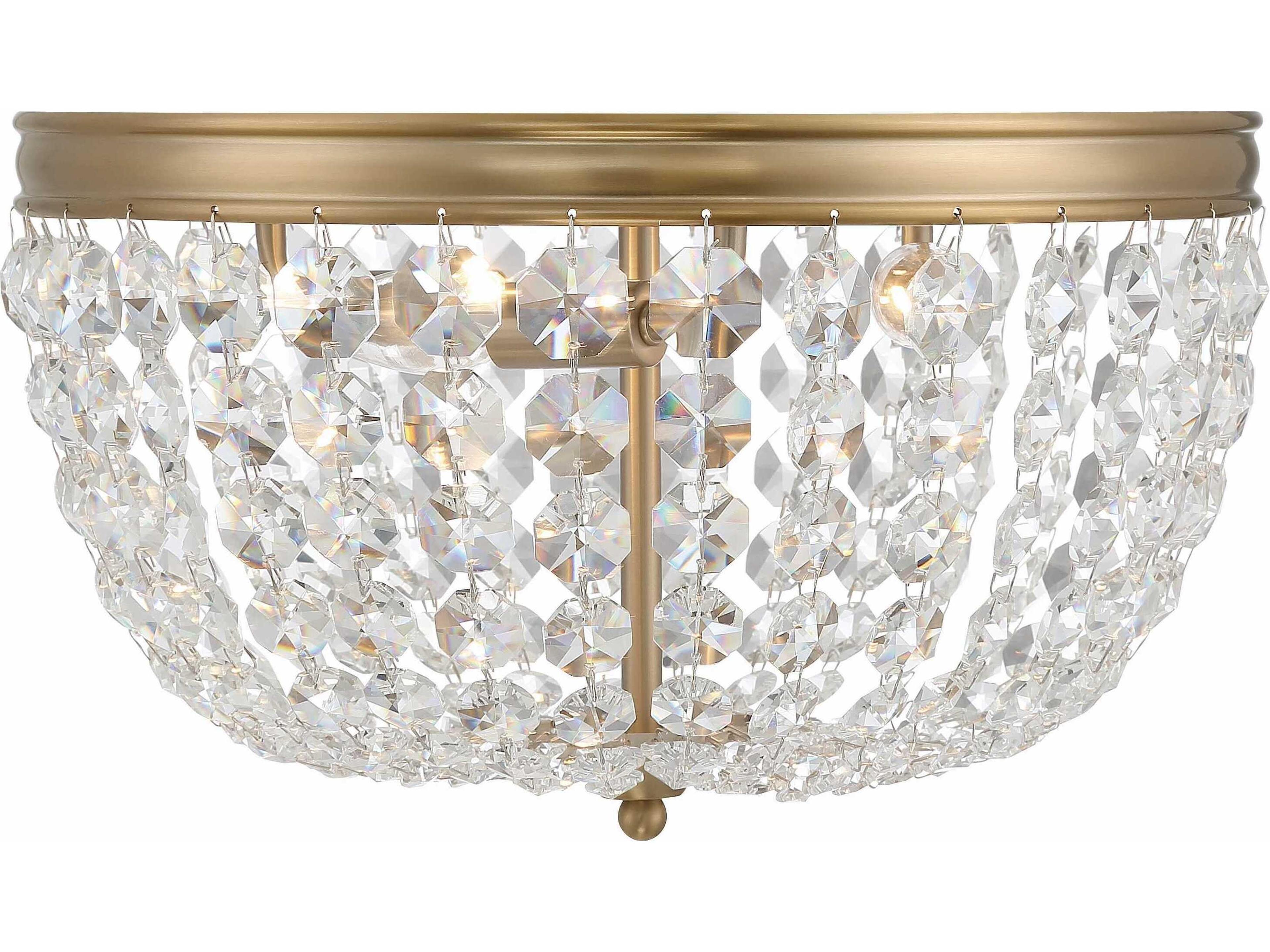 Nola 3-Light Vibrant Gold Crystal Glass Bowl Flush Mount