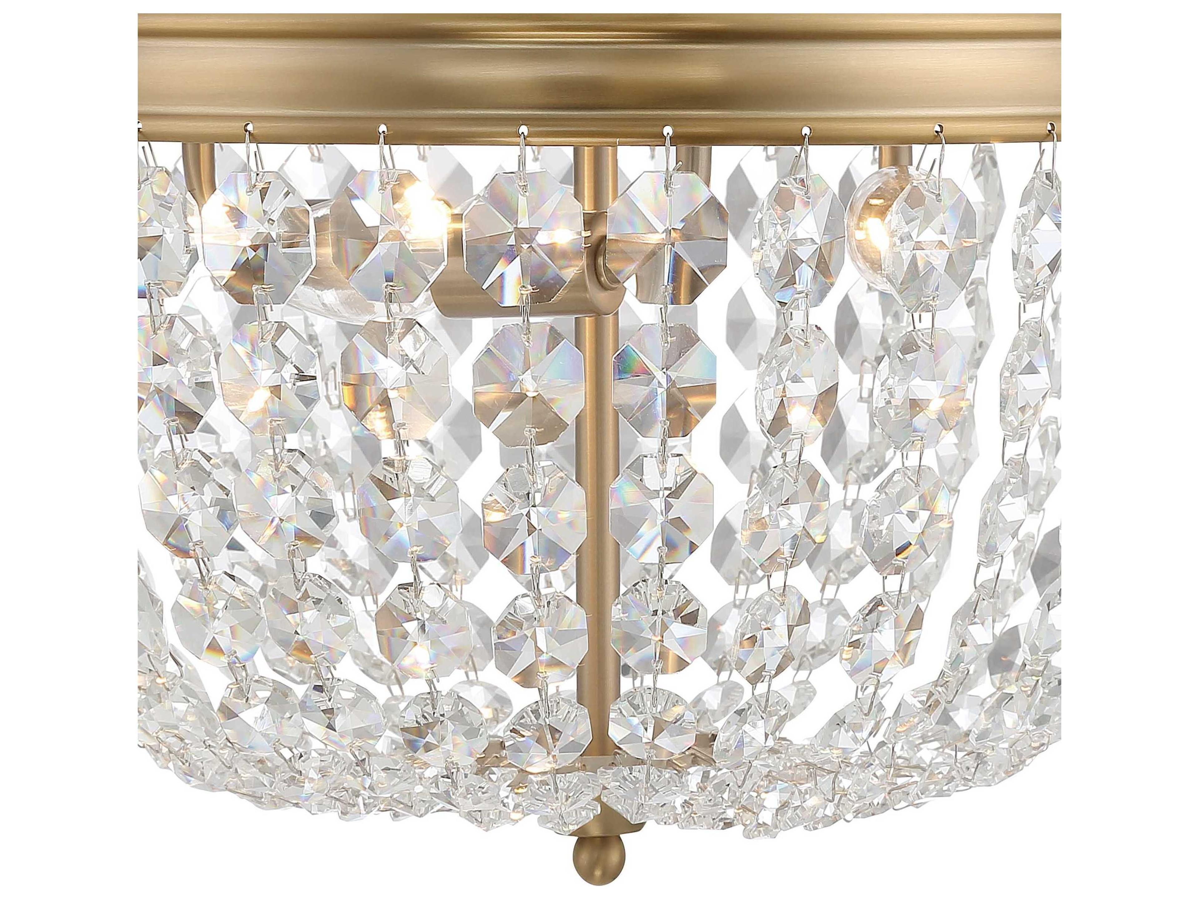 Crystorama Nola 3-Light Vibrant Gold Crystal Glass Bowl Flush Mount