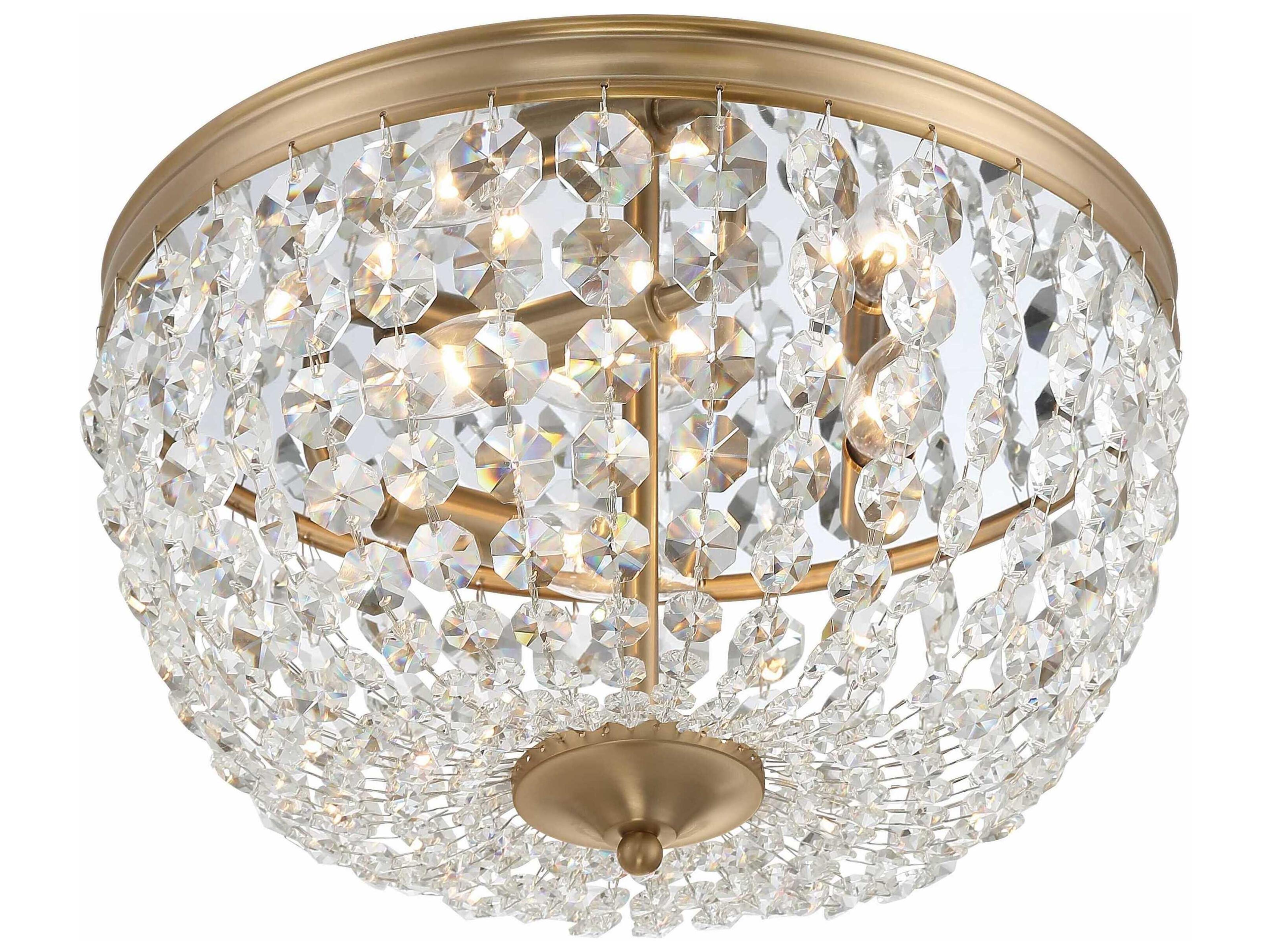 Crystorama Nola 3-Light Vibrant Gold Crystal Glass Bowl Flush Mount