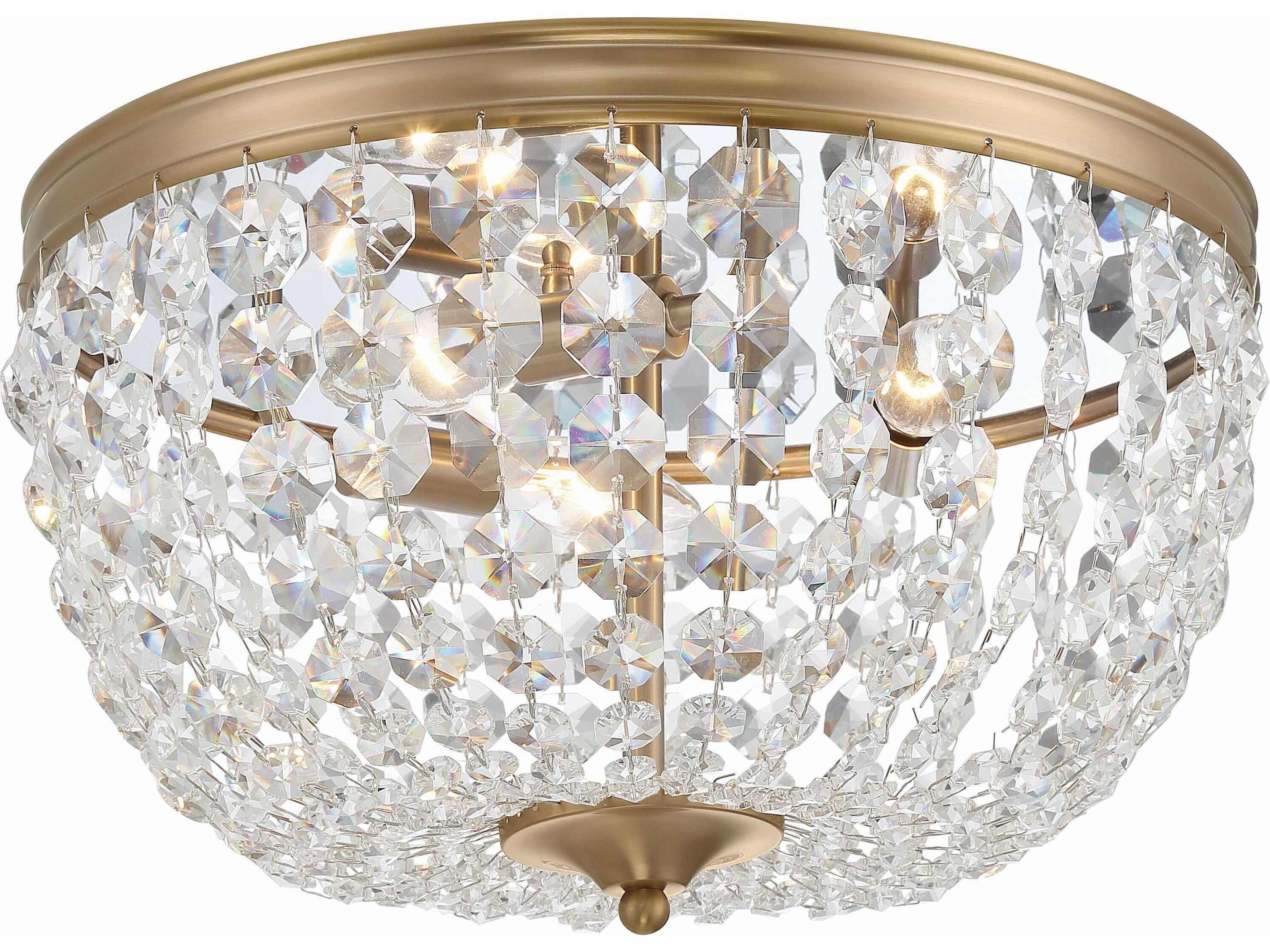 Crystorama Nola 3-Light Vibrant Gold Crystal Glass Bowl Flush Mount
