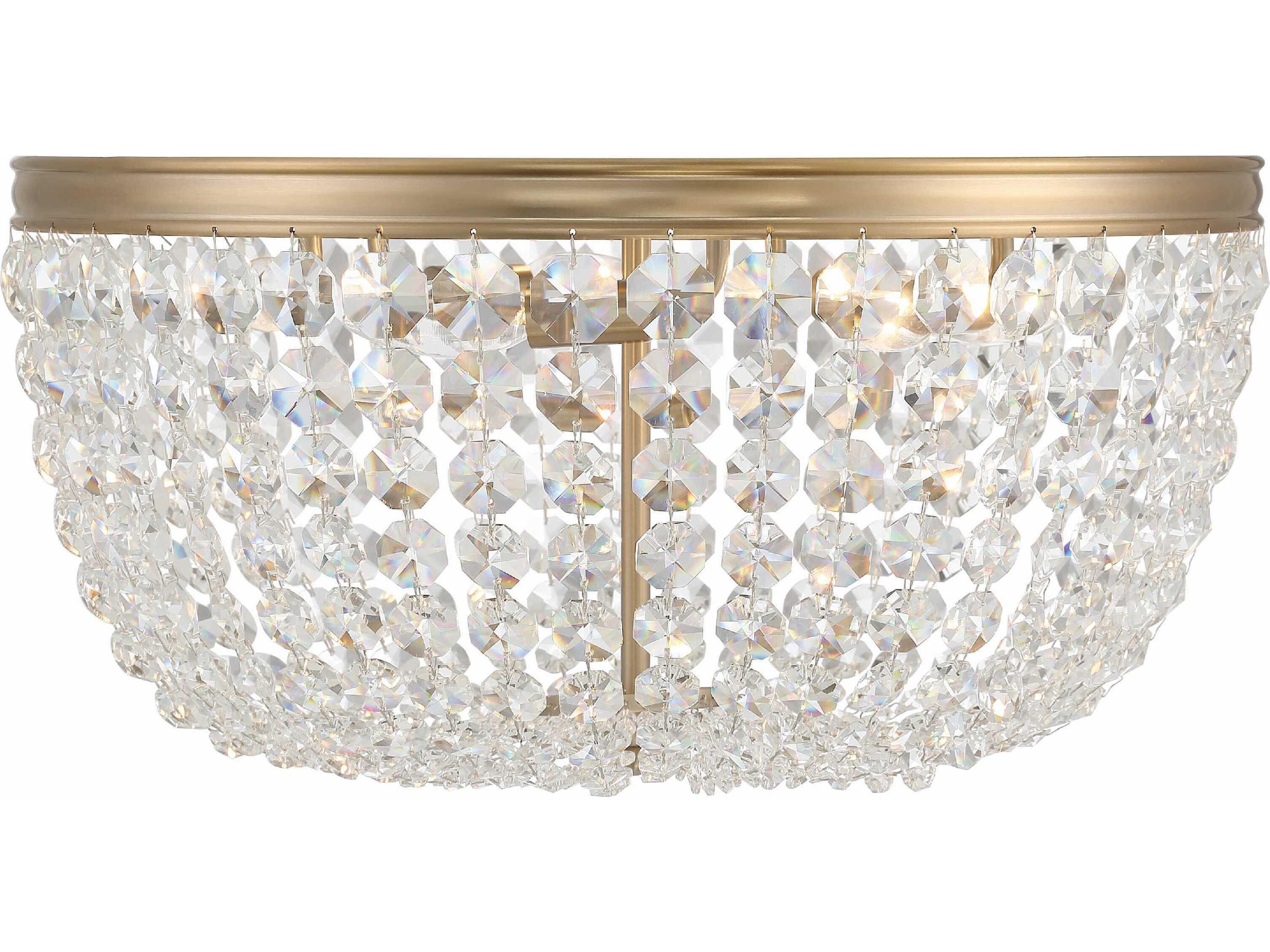 Nola 5-Light Vibrant Gold Crystal Glass Bowl Flush Mount