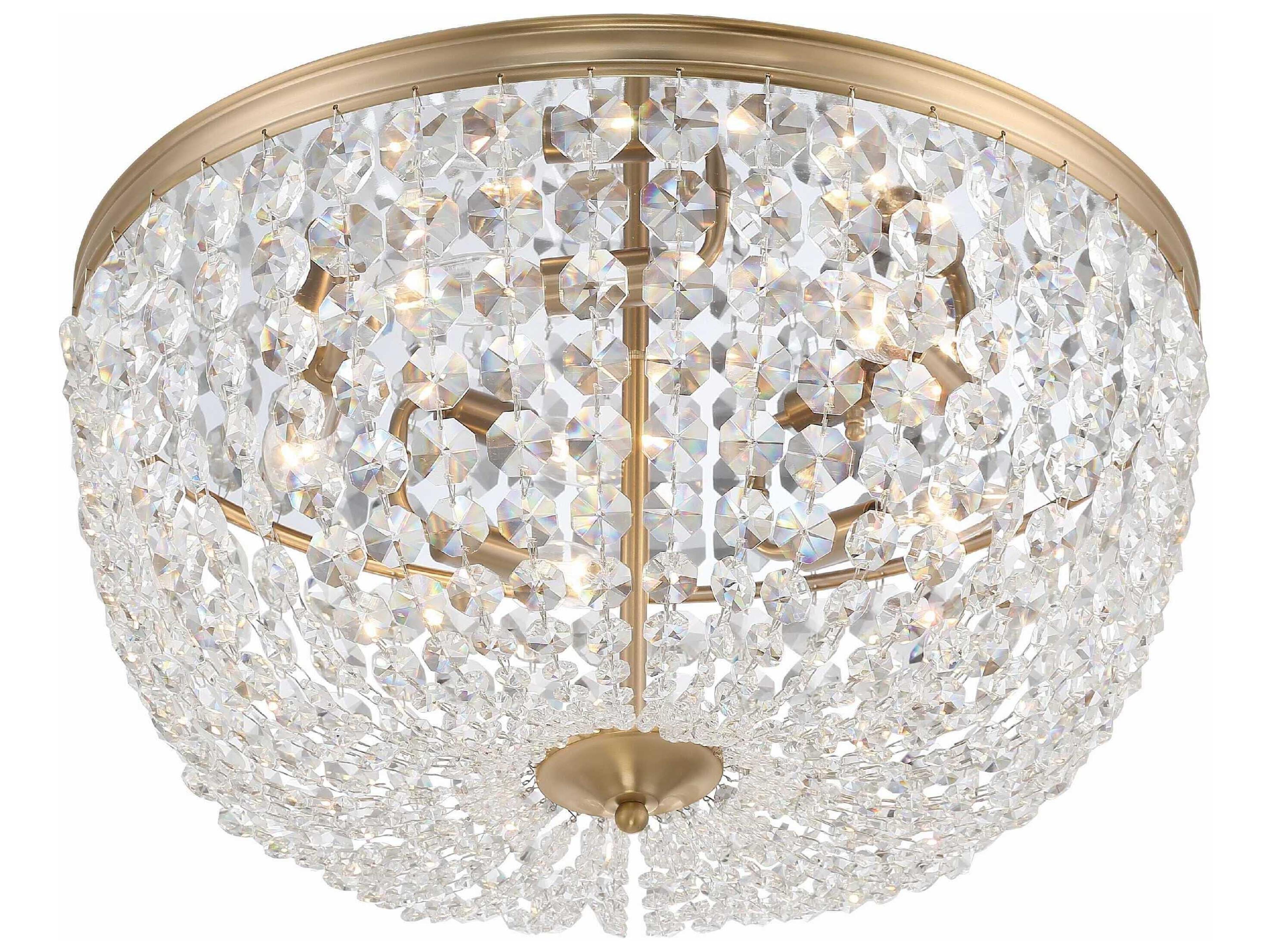 Crystorama Nola 5-Light Vibrant Gold Crystal Glass Bowl Flush Mount
