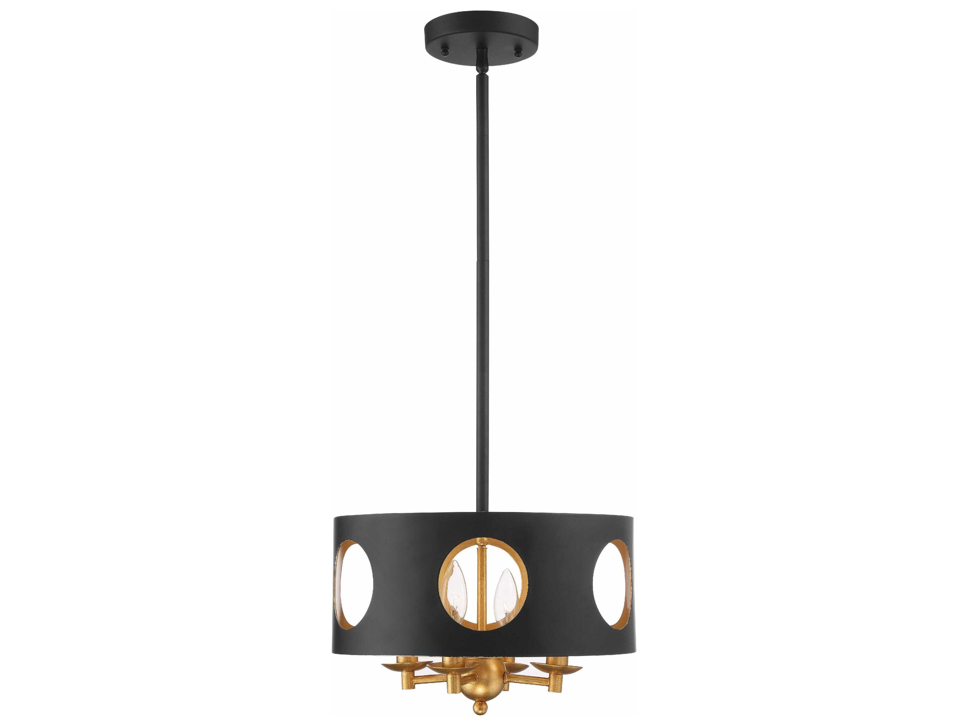 Odelle 4-Light Black Drum Chandelier