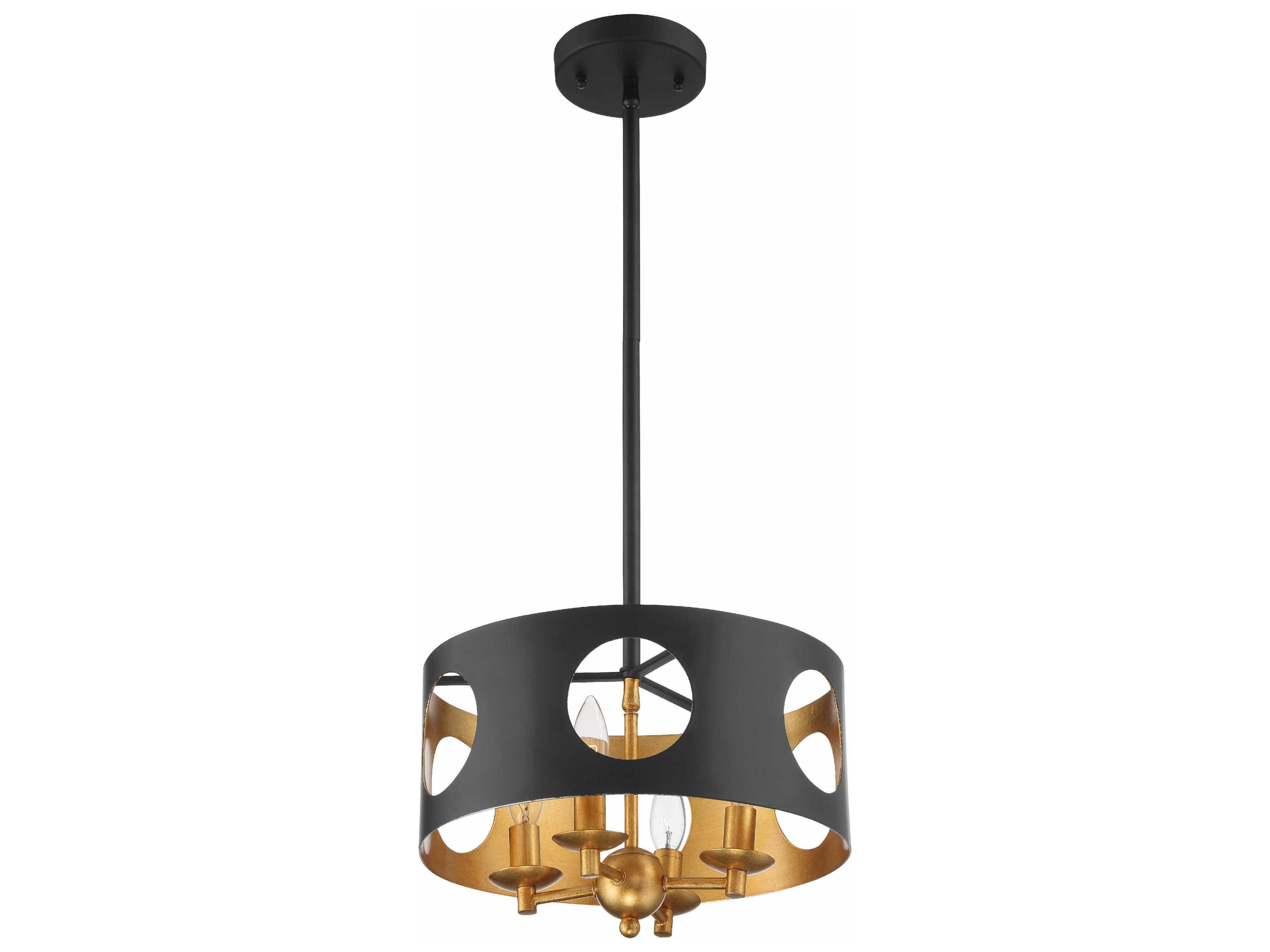 Crystorama Odelle 4-Light Black Drum Chandelier