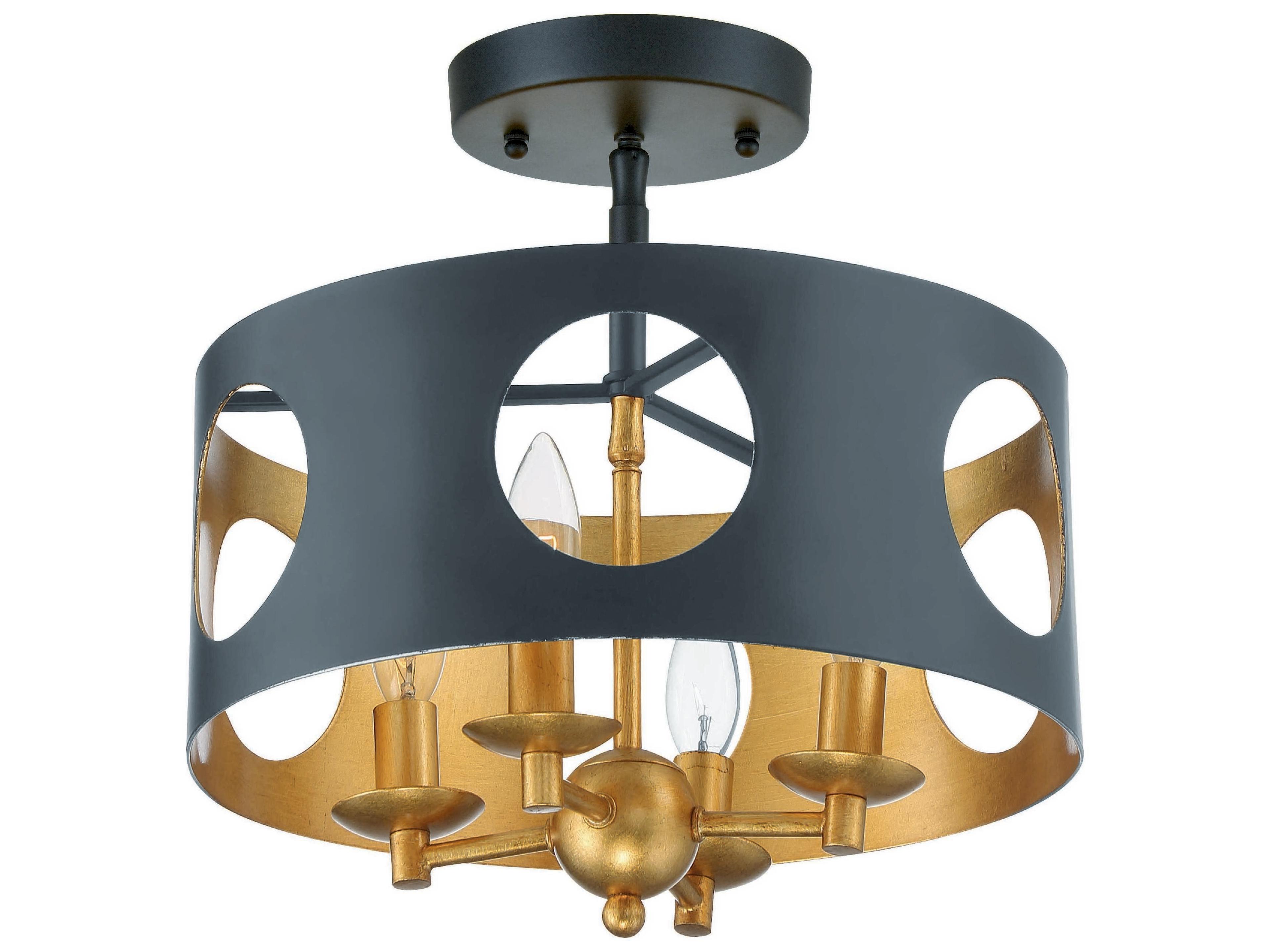 Odelle 4-Light Black Drum Semi Flush Mount
