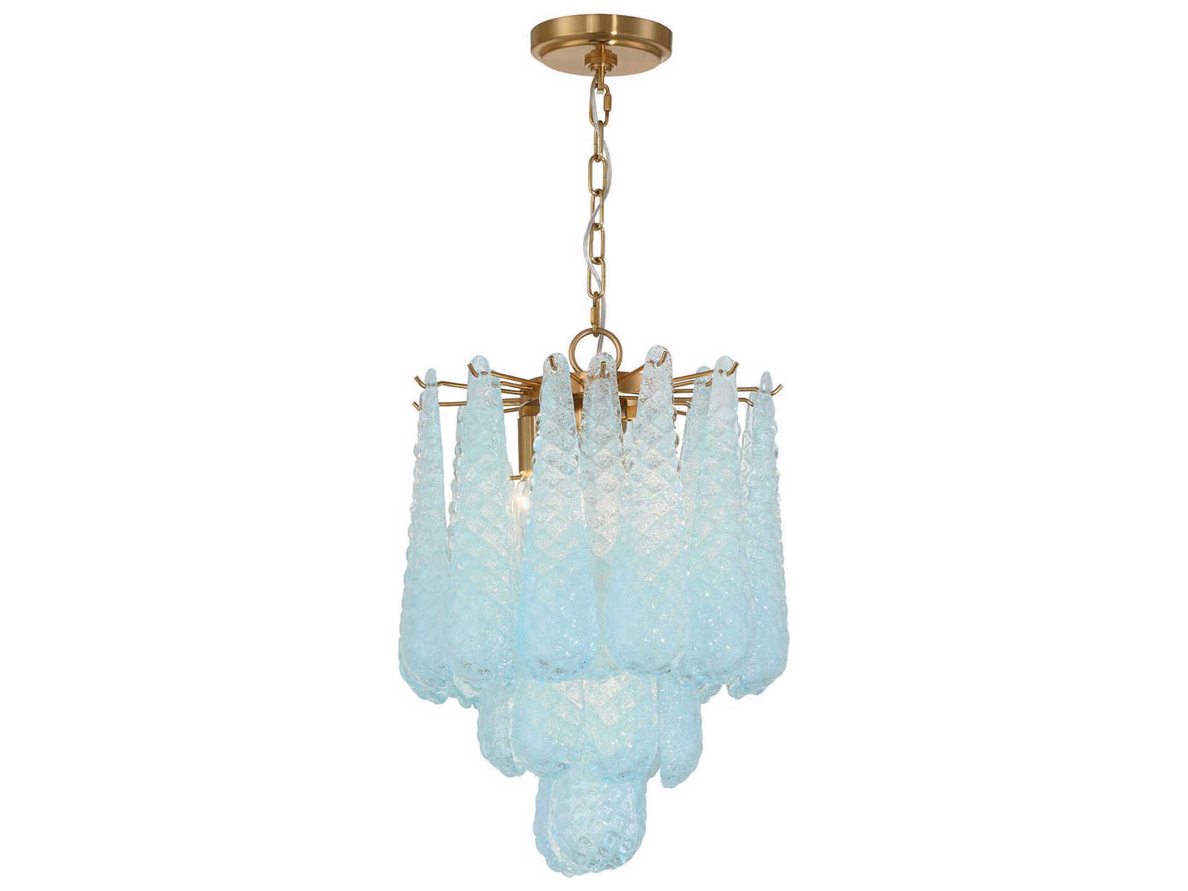 Ollie 4-Light Aged Brass Blue Pendant