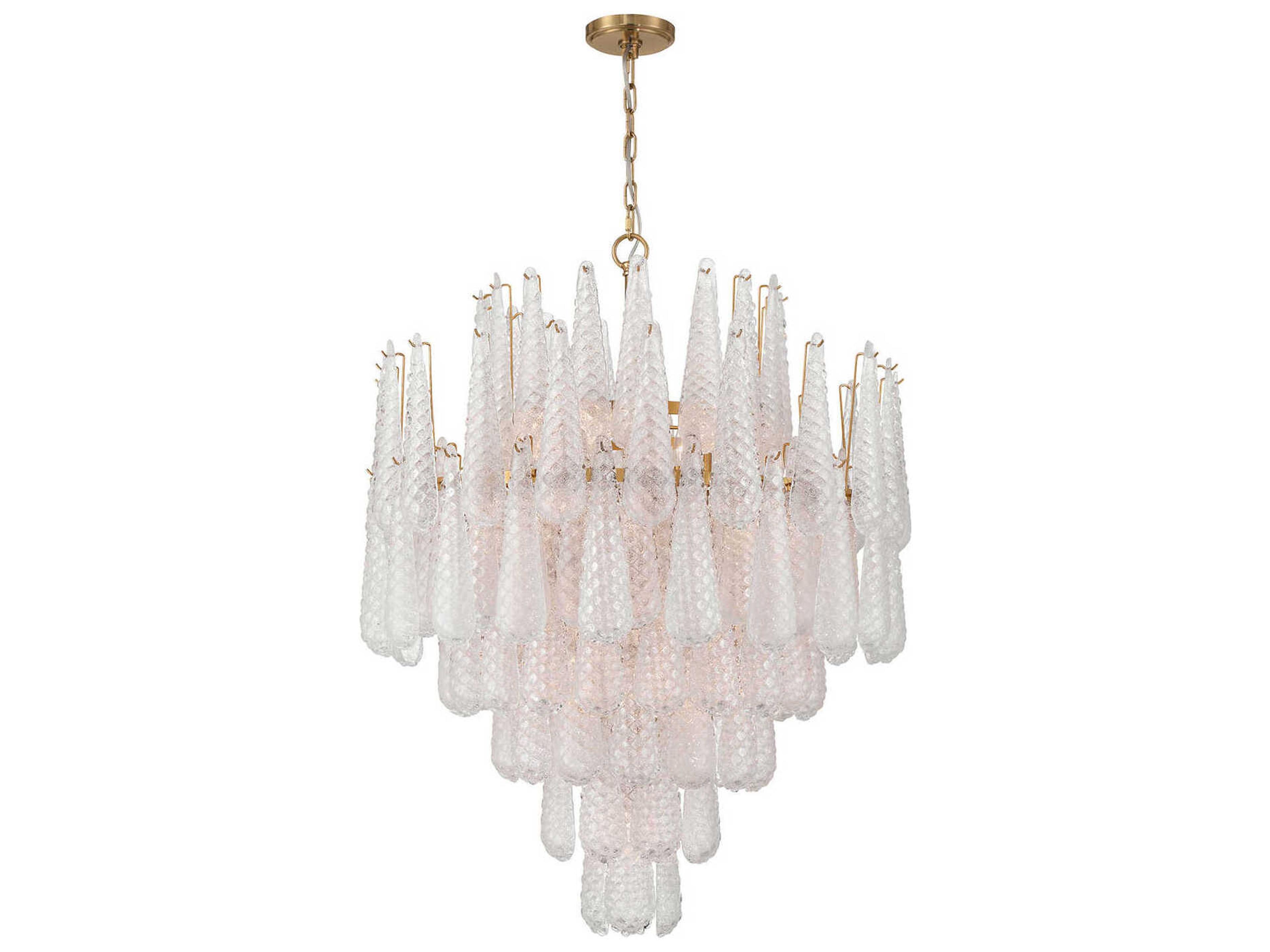 Ollie 21-Light Aged Brass Clear Candelabra Chandelier