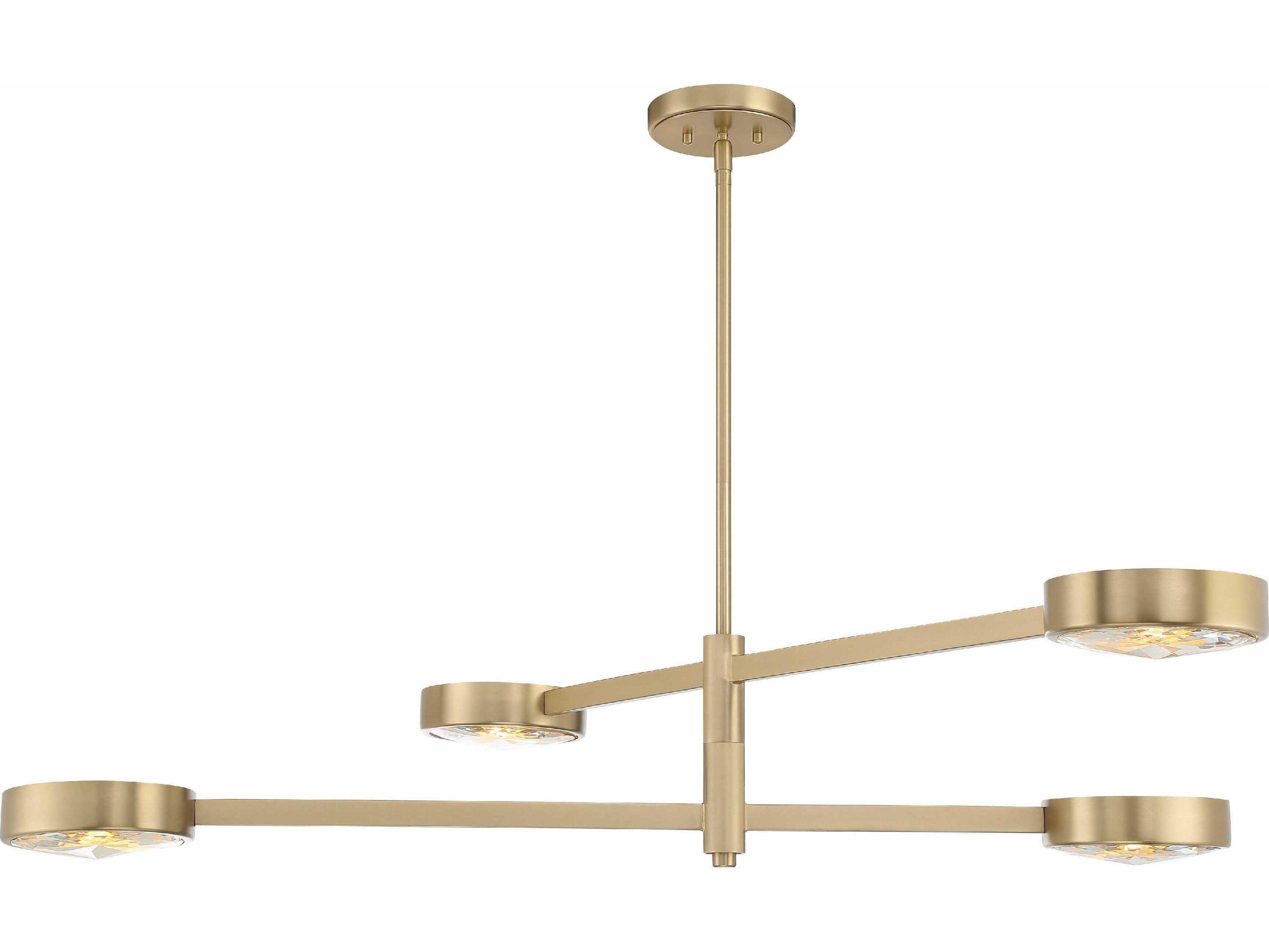 Orson 4-Light Modern Gold Crystal Glass Linear Island Pendant