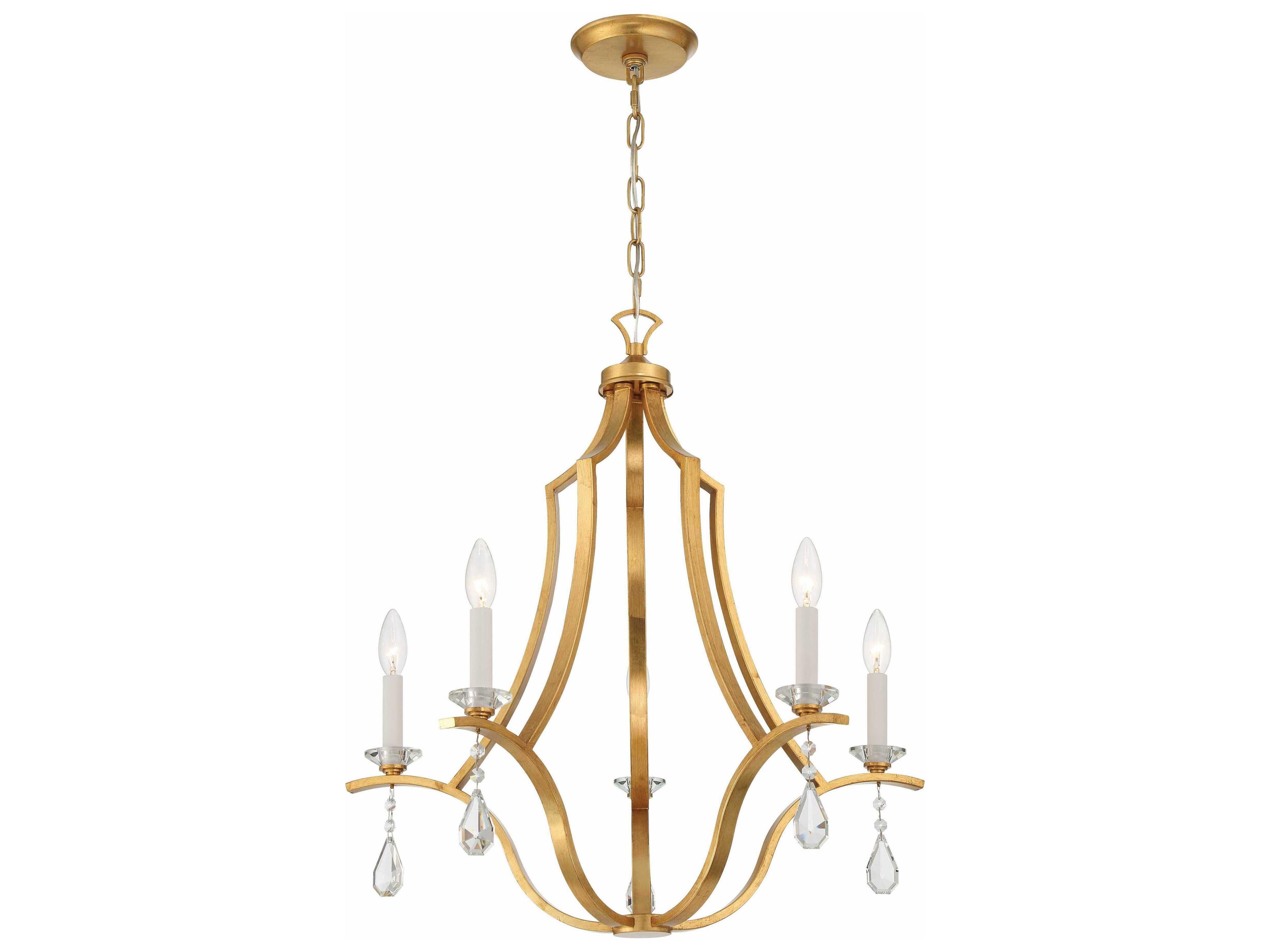 Crystorama Perry 5-Light Antique Gold Candelabra Chandelier