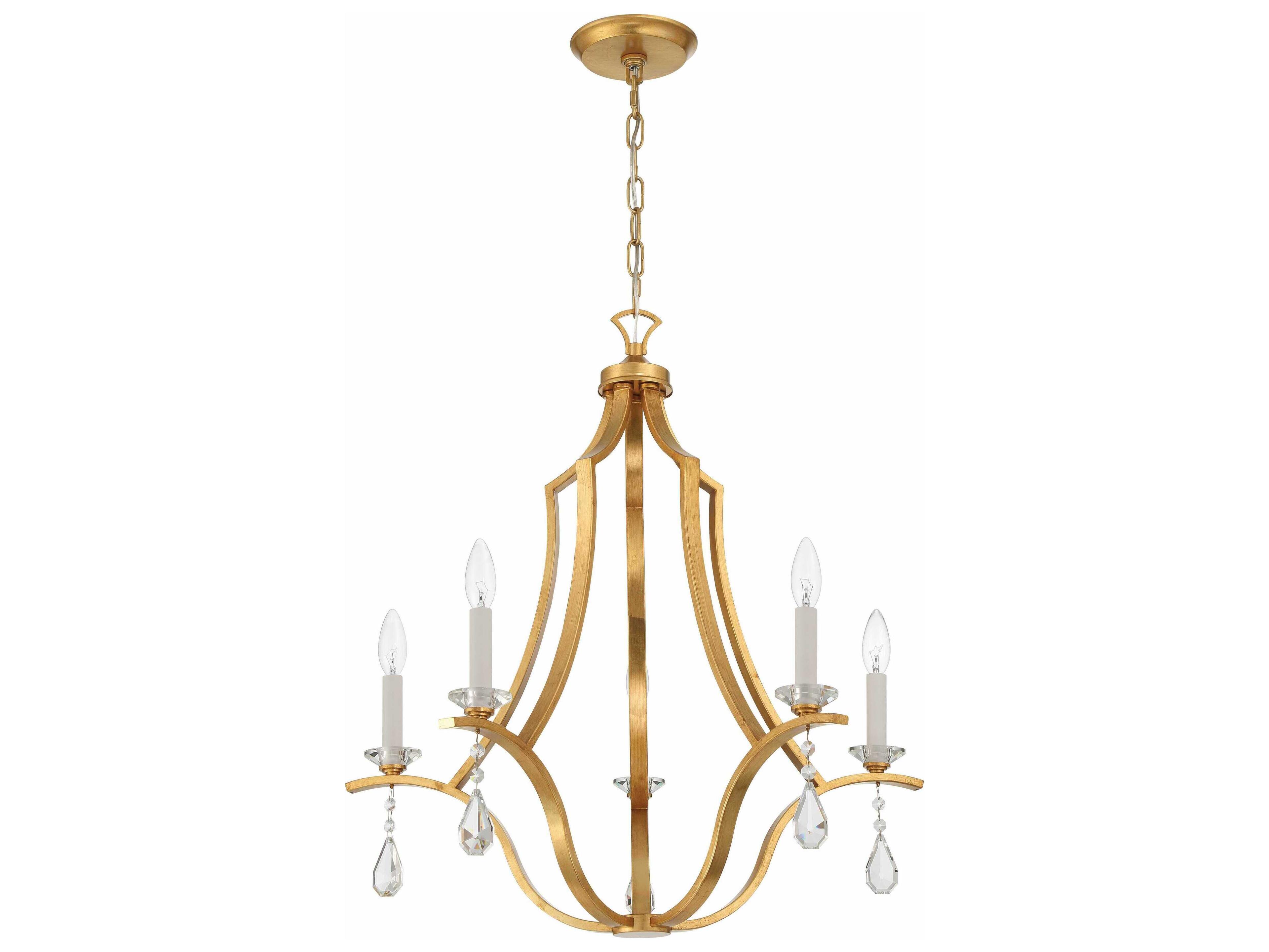 Crystorama Perry 5-Light Antique Gold Candelabra Chandelier