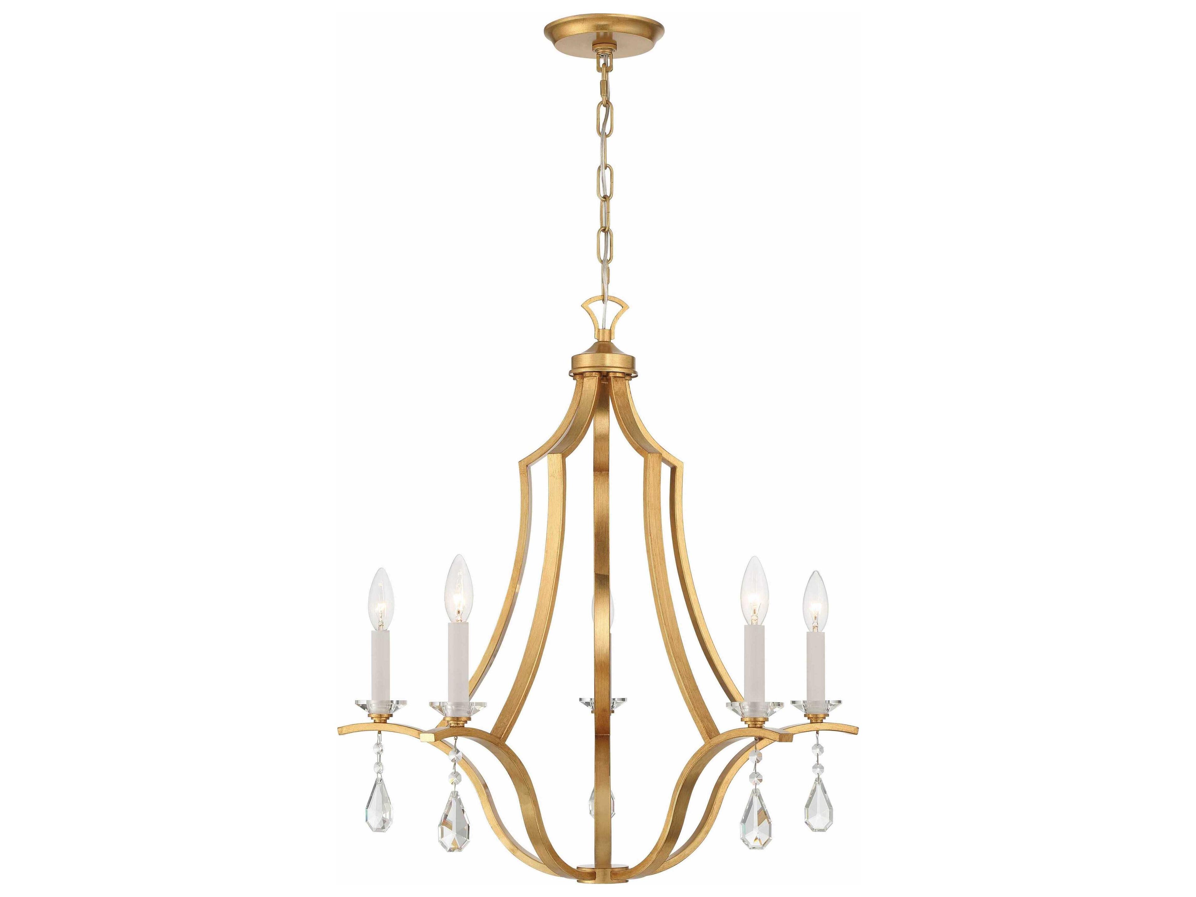 Crystorama Perry 5-Light Antique Gold Candelabra Chandelier
