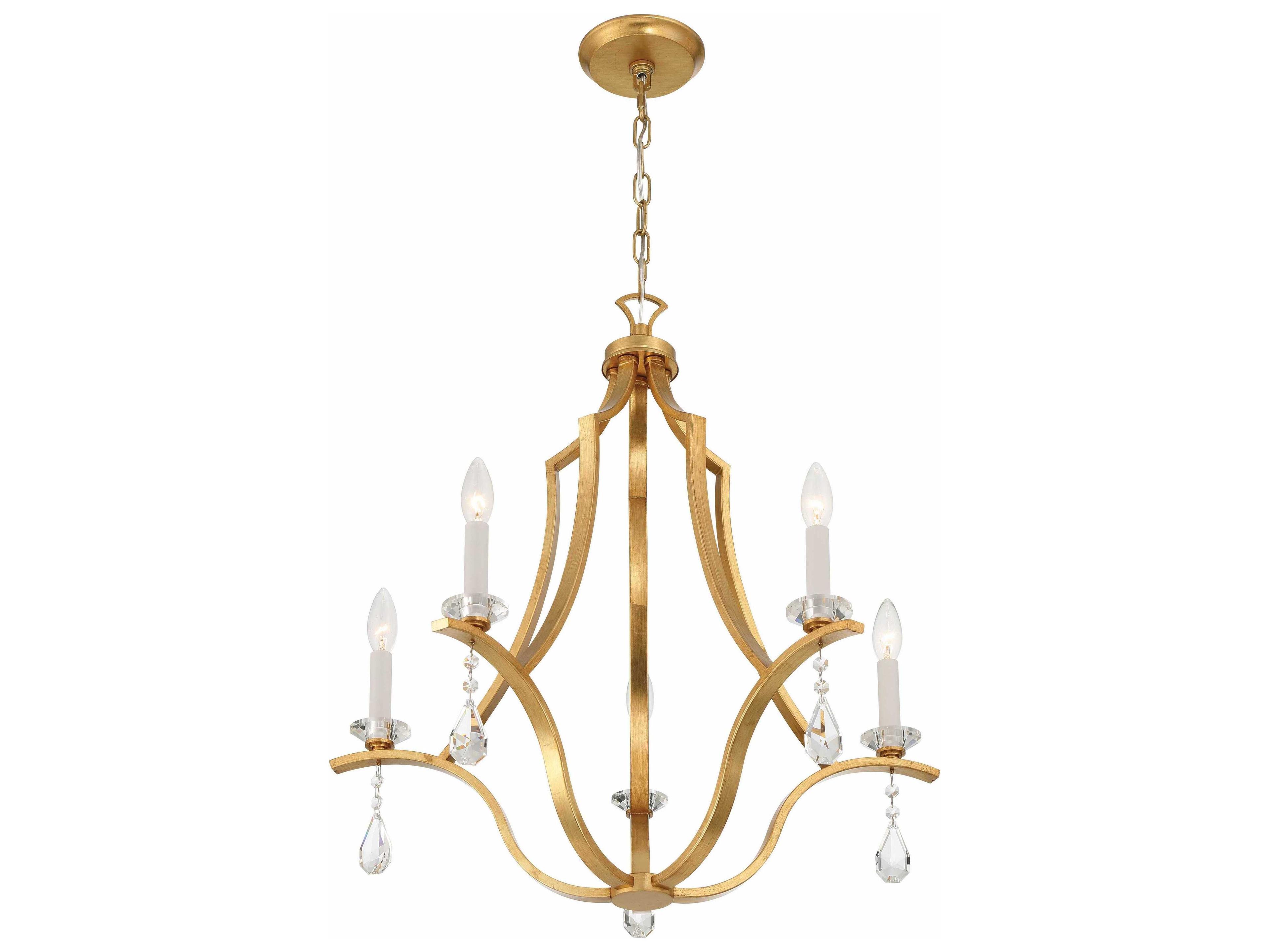 Crystorama Perry 5-Light Antique Gold Candelabra Chandelier