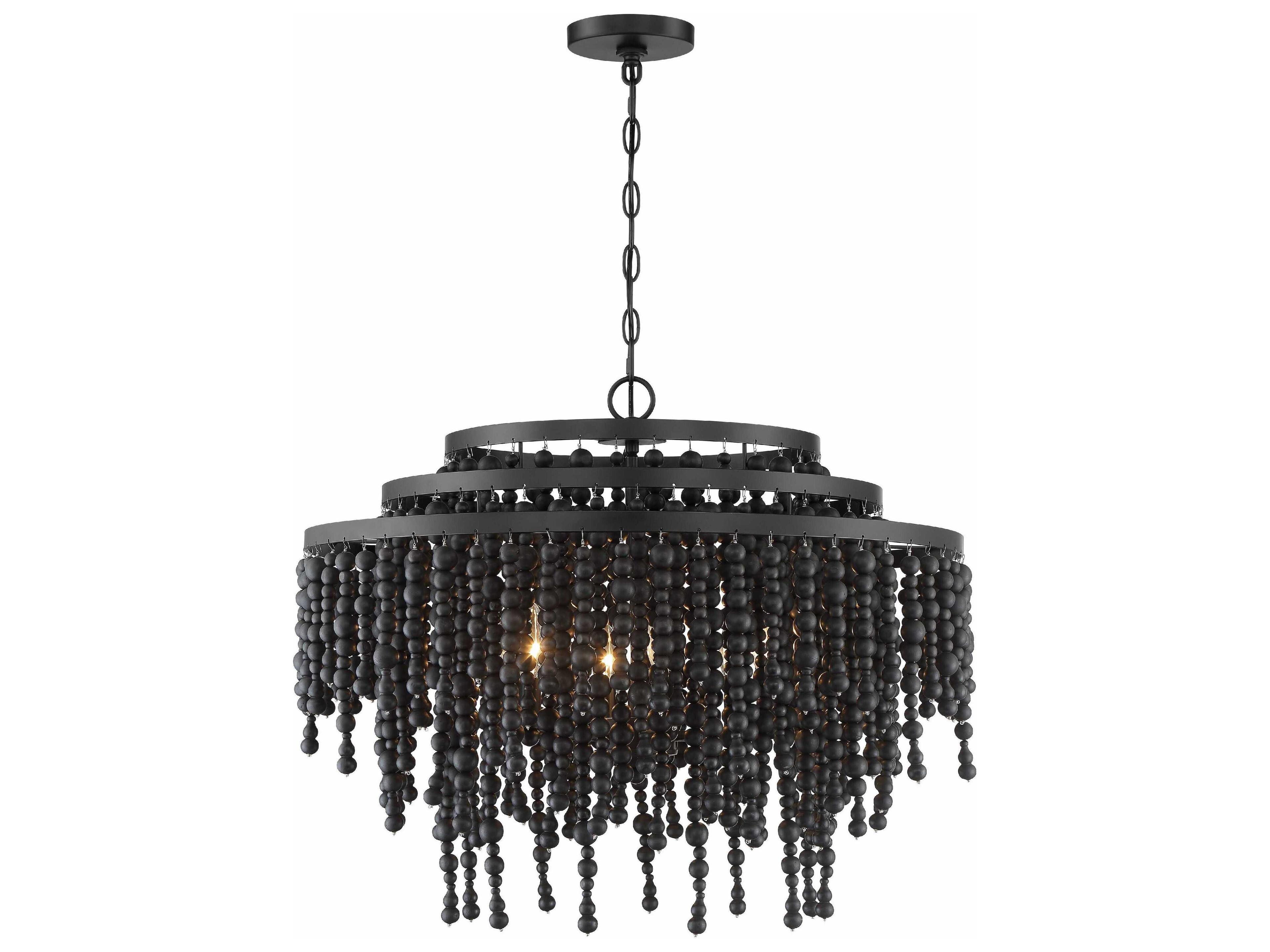 Poppy 6-Light Matte Black Tiered Chandelier