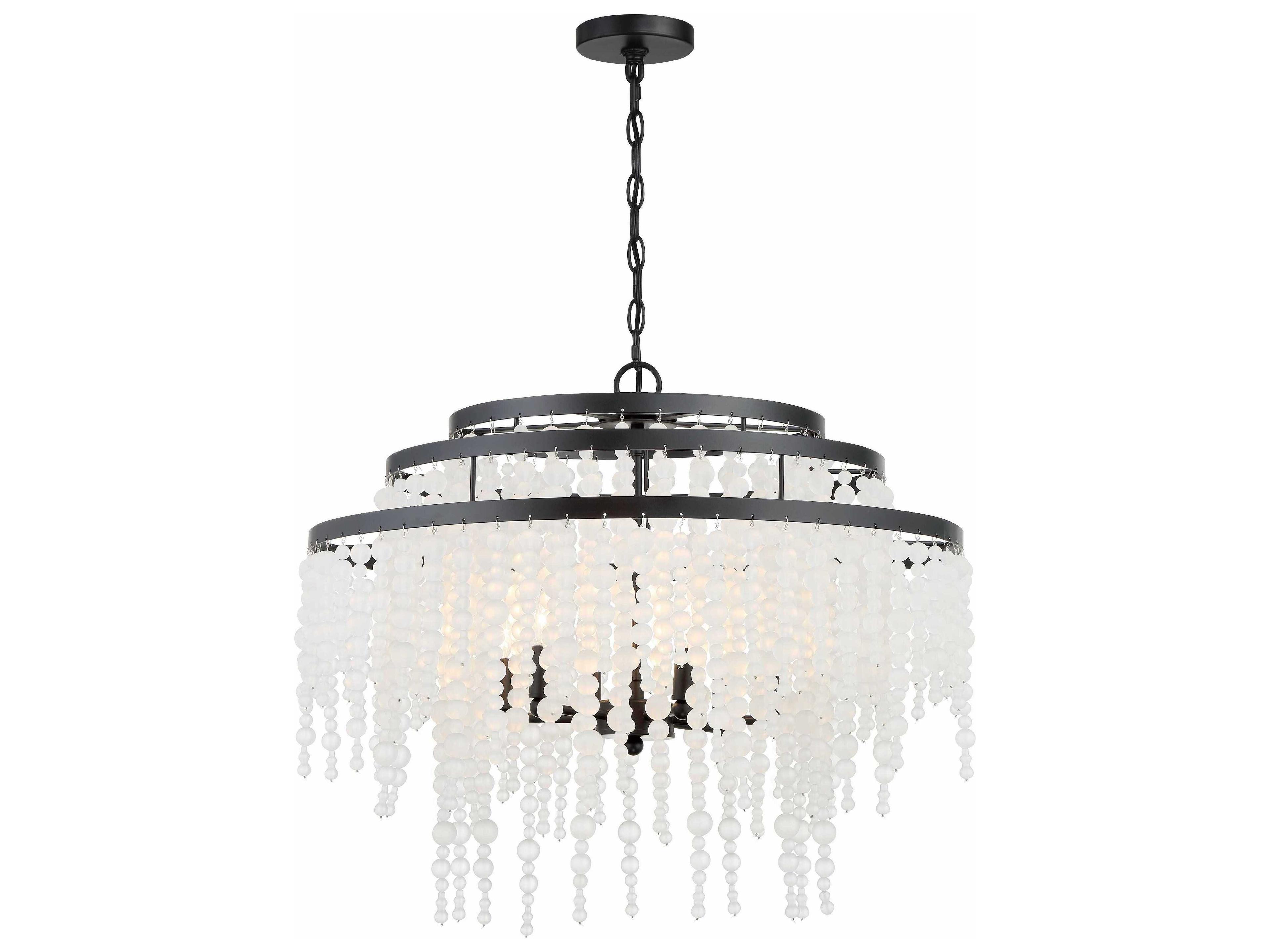 Poppy 6-Light Matte Black Glass Candelabra Chandelier