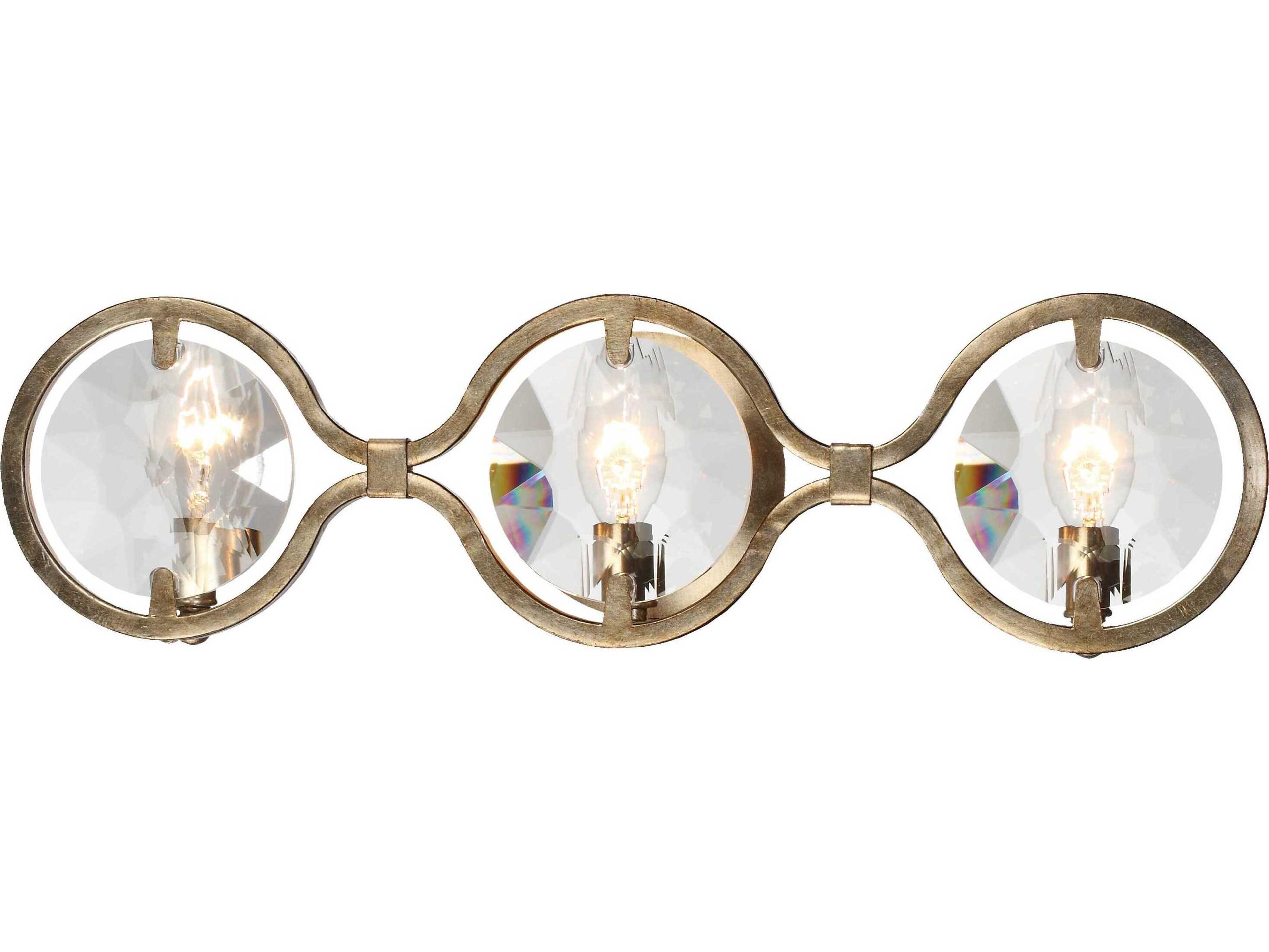 Crystorama Quincy 3-Light Distressed Twilight Brass Crystal Vanity Light