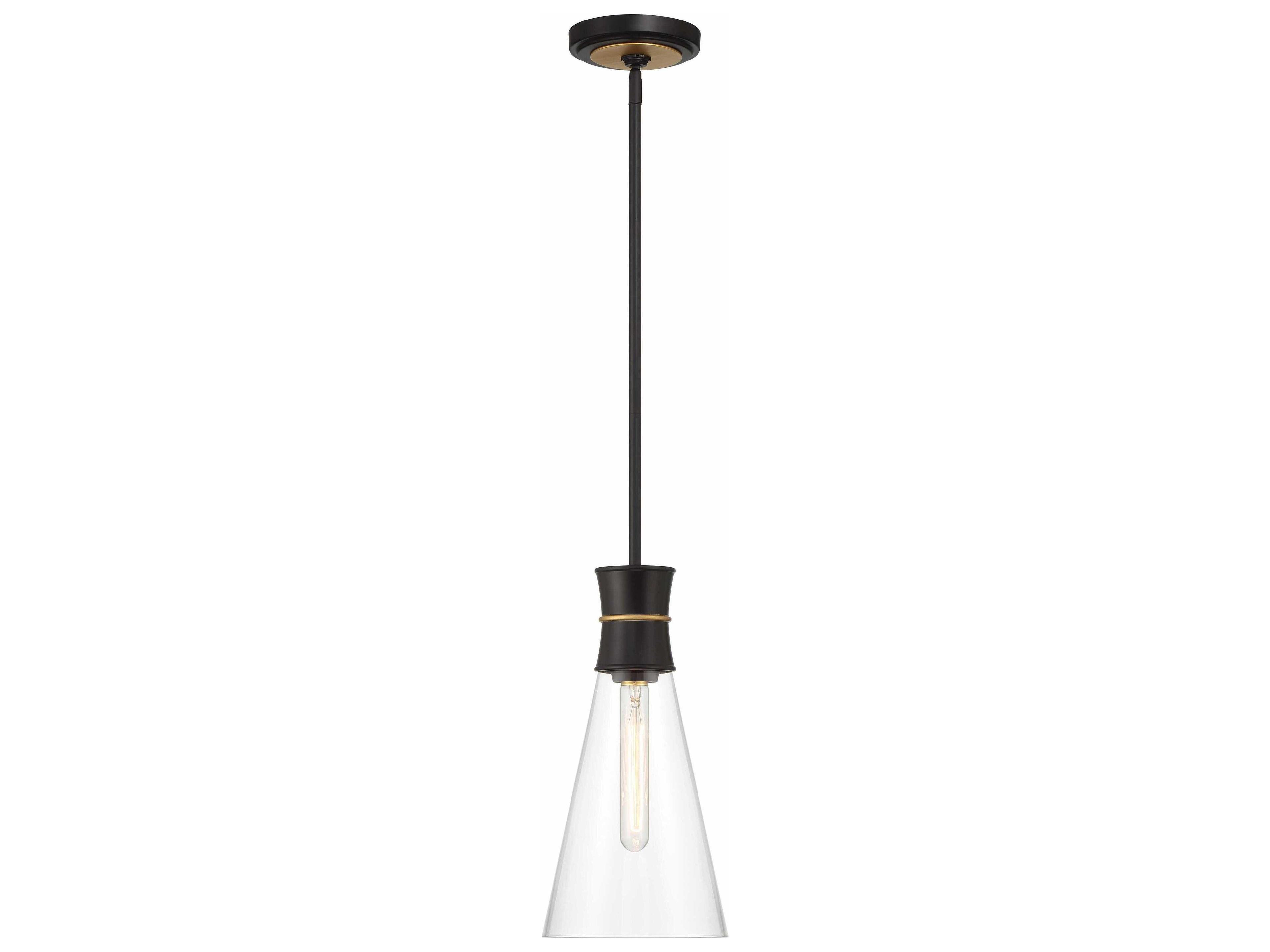 Quinn 1-Light Matte Black Textured Gold Mini Pendant