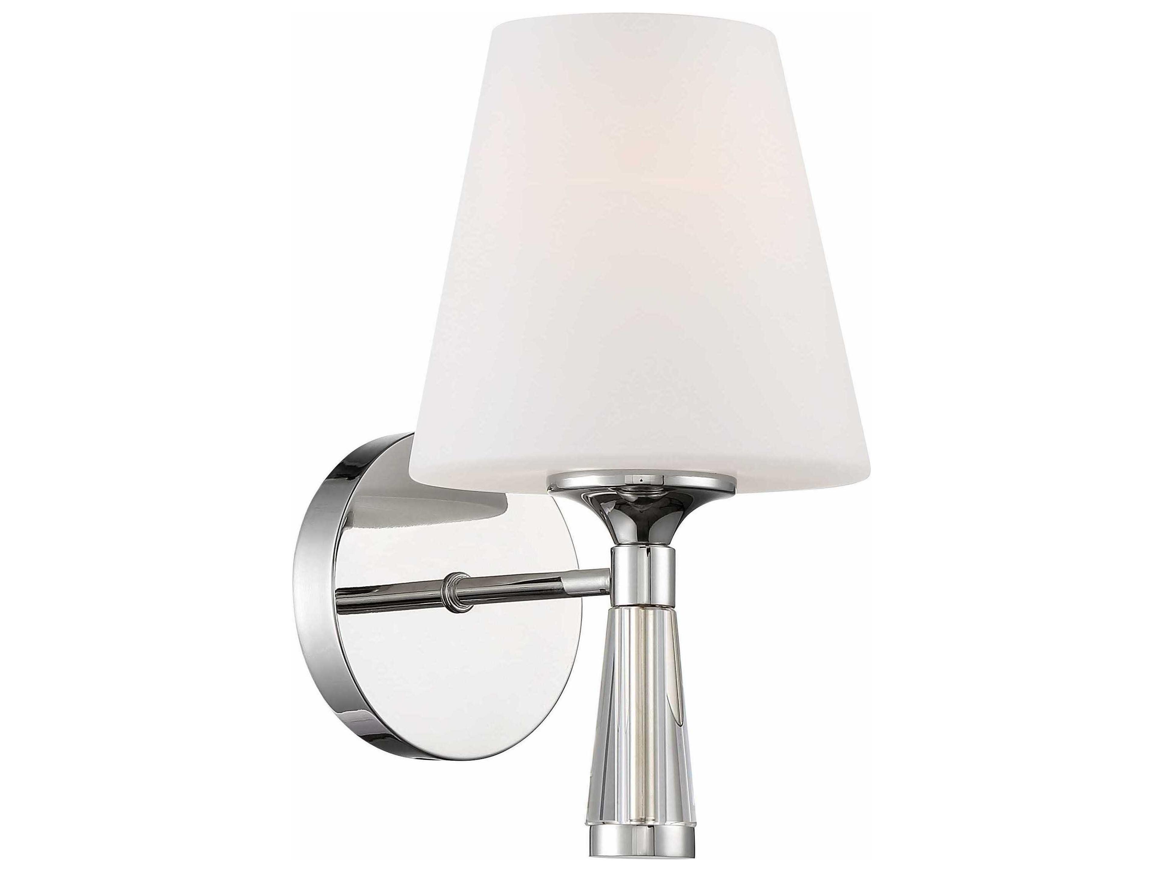Ramsey 1-Light Polished Nickel White Glass Wall Sconce