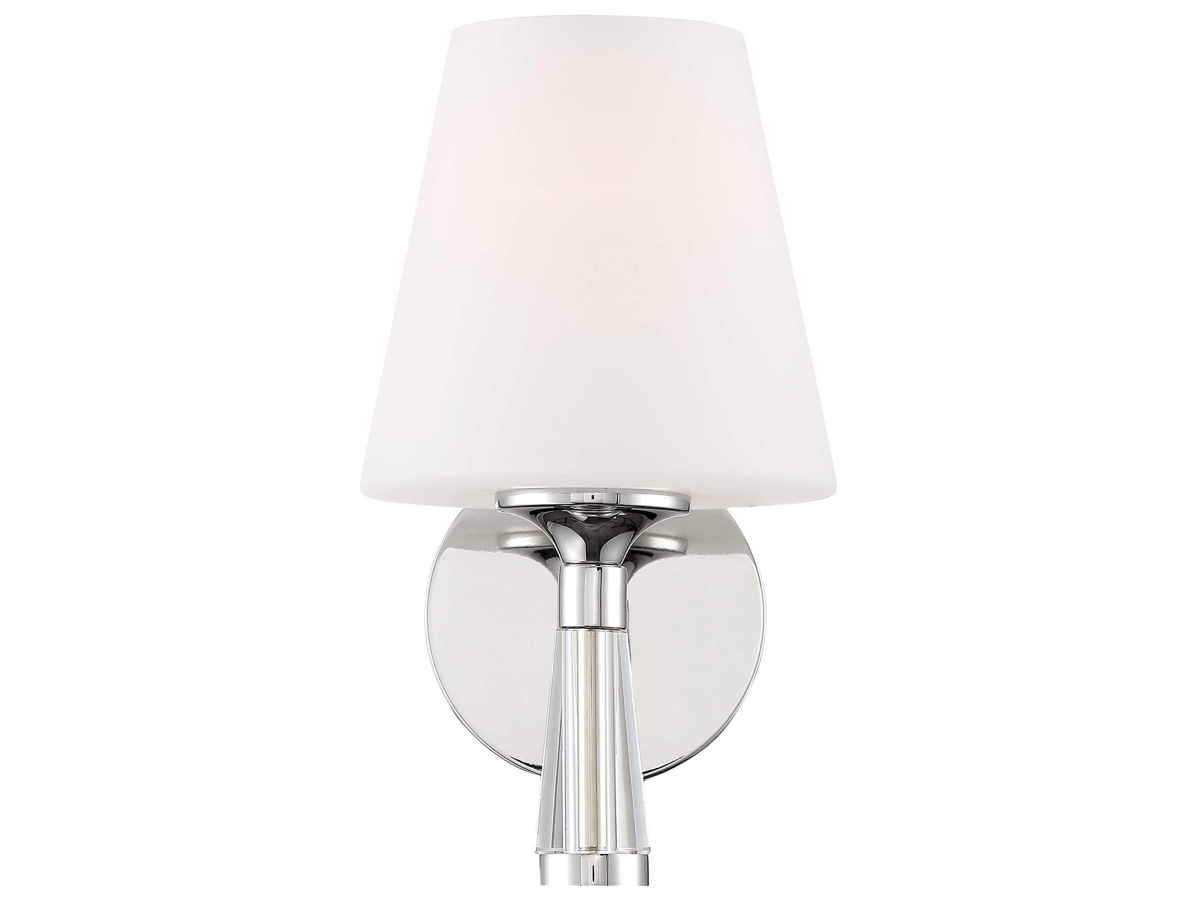 Crystorama Ramsey 1-Light Polished Nickel White Glass Wall Sconce
