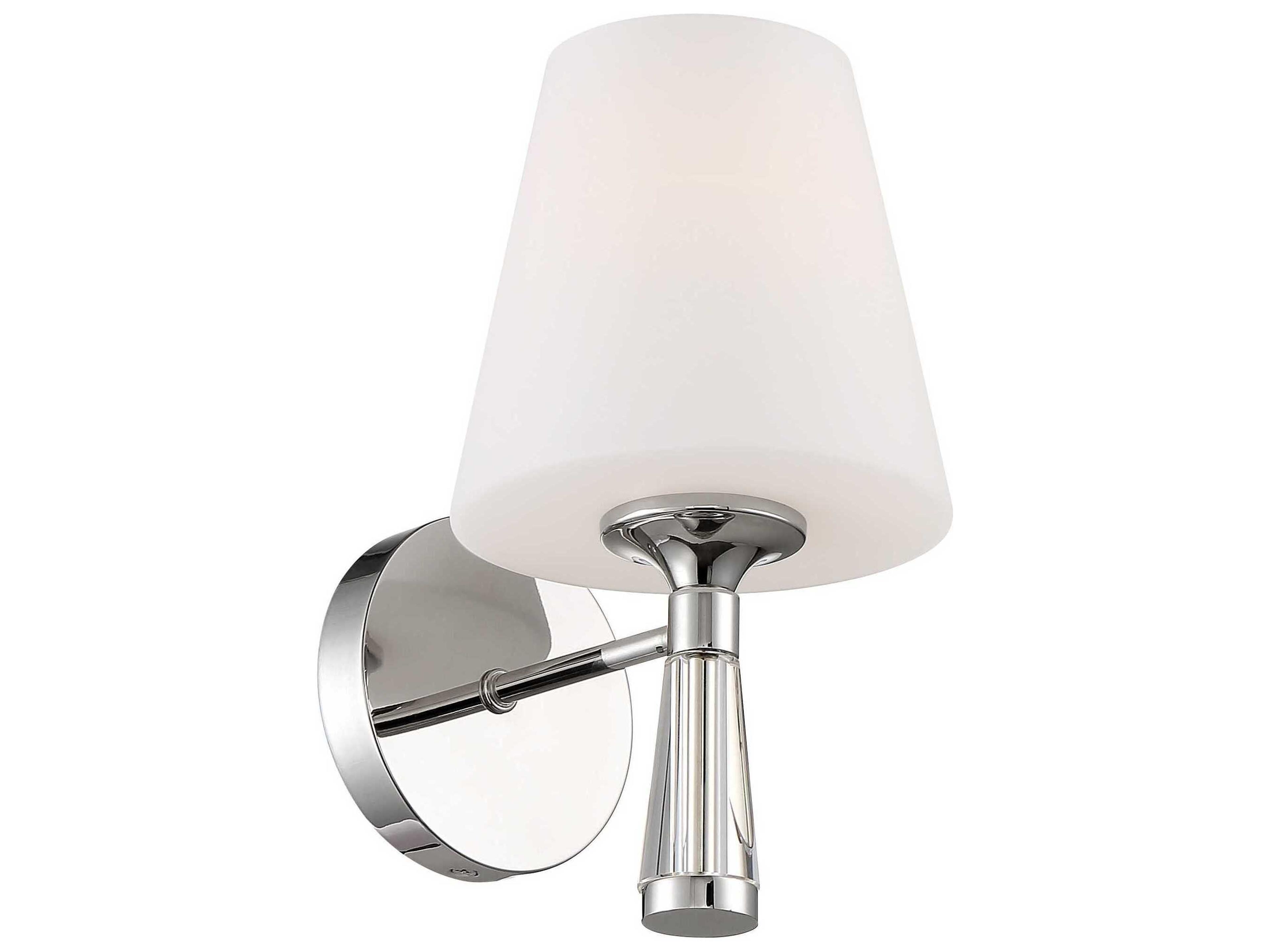 Crystorama Ramsey 1-Light Polished Nickel White Glass Wall Sconce