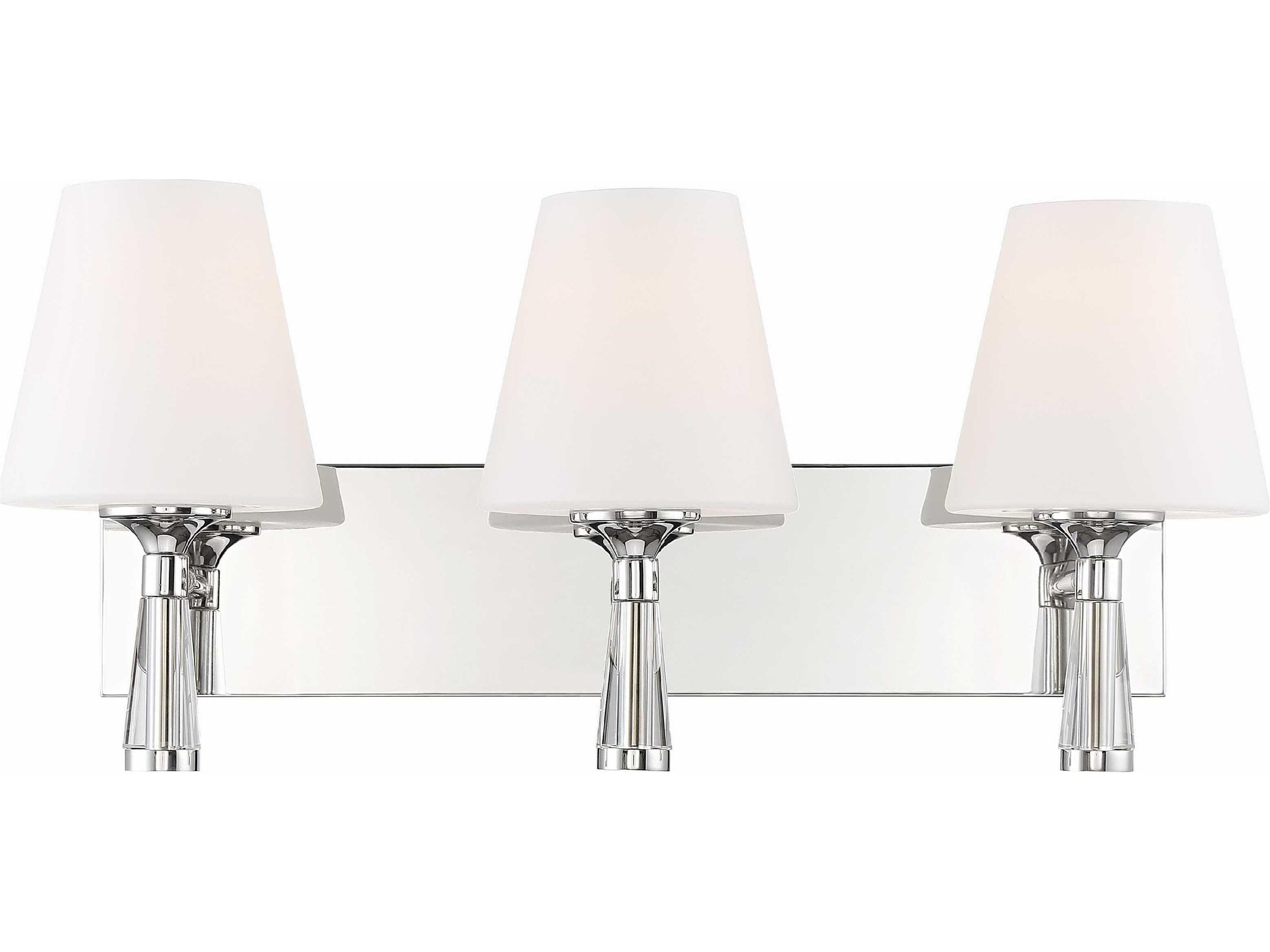 Crystorama Ramsey 3-Light Polished Nickel Glass Vanity Light