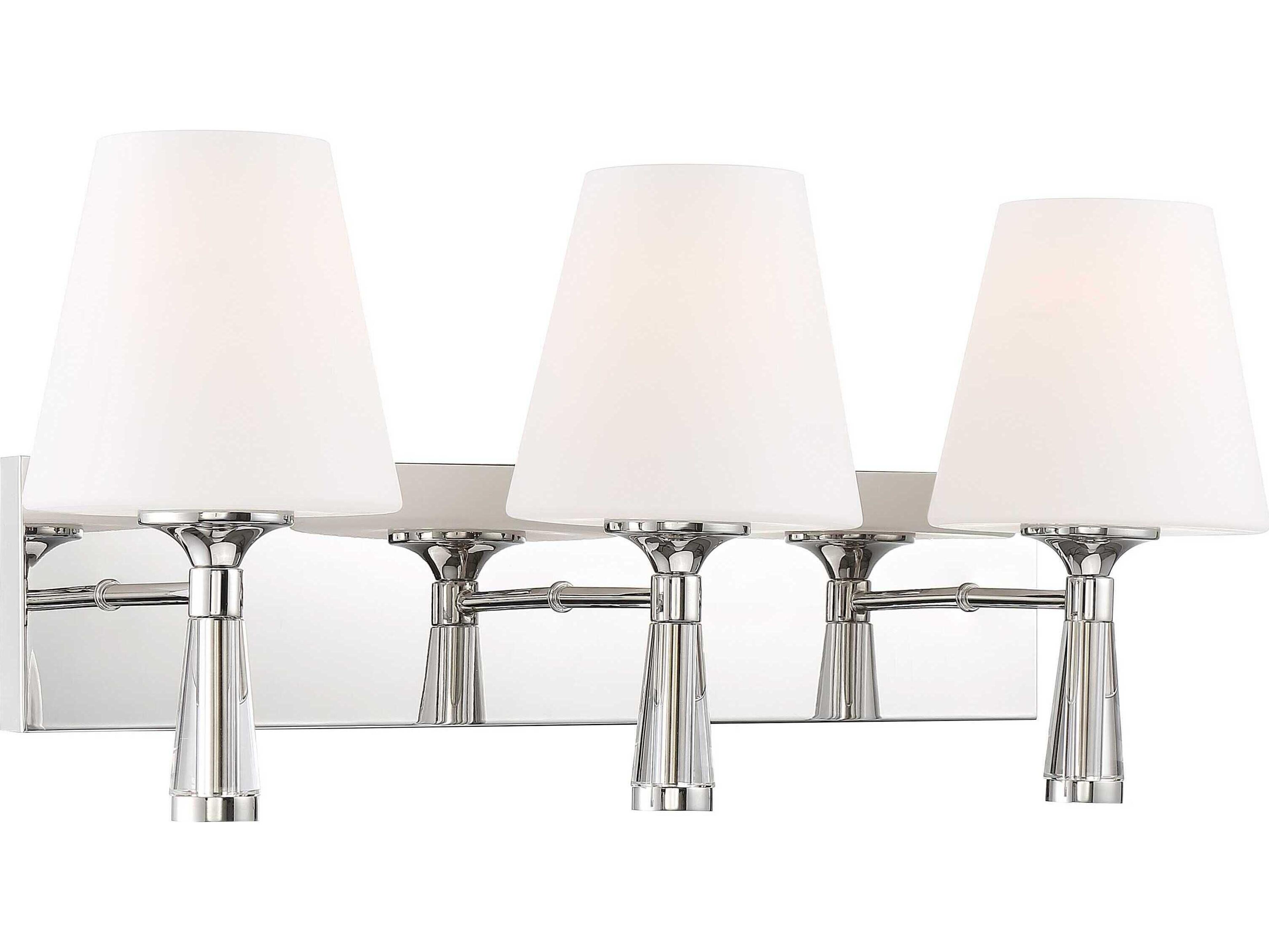 Crystorama Ramsey 3-Light Polished Nickel Glass Vanity Light