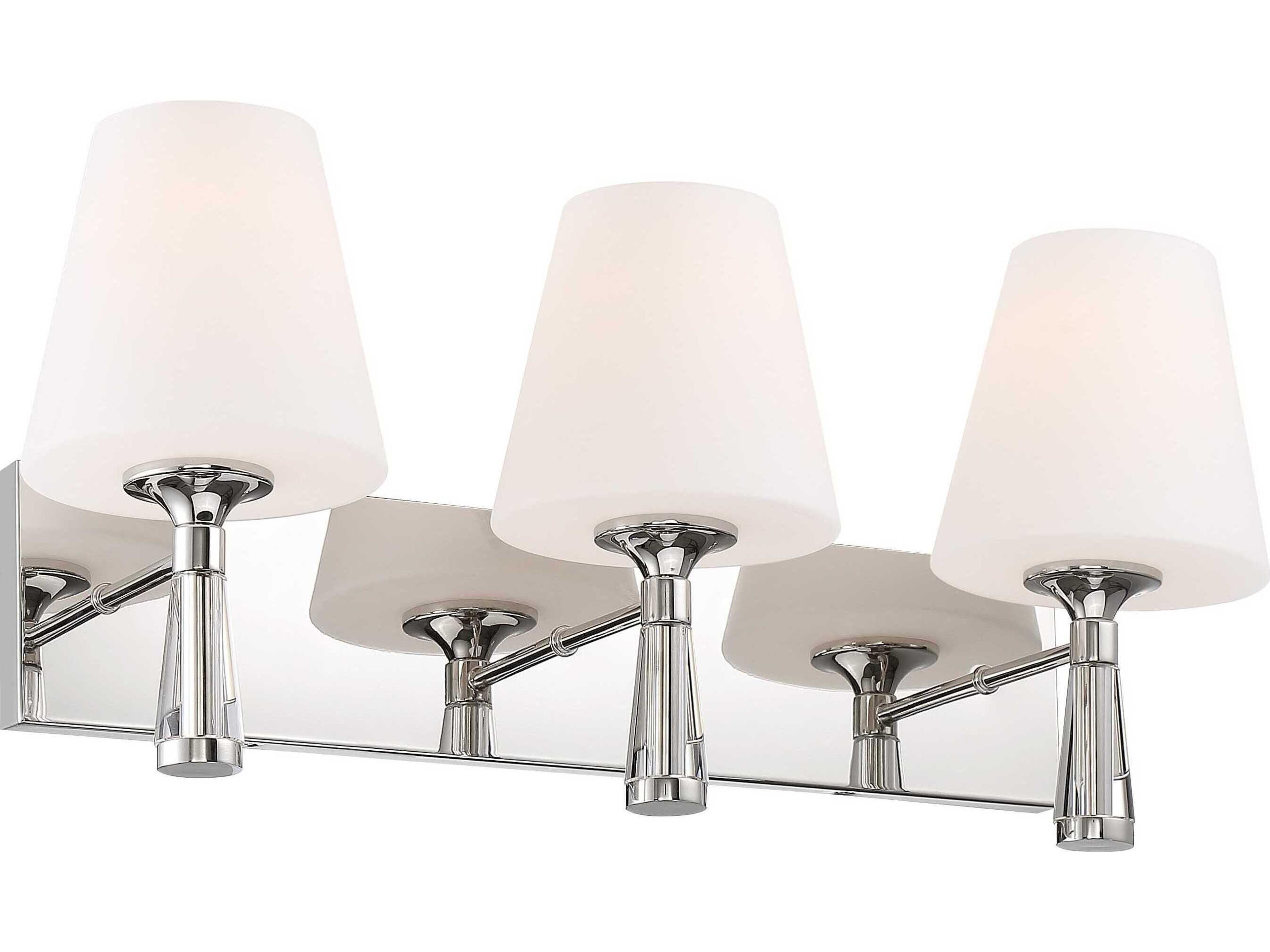 Crystorama Ramsey 3-Light Polished Nickel Glass Vanity Light