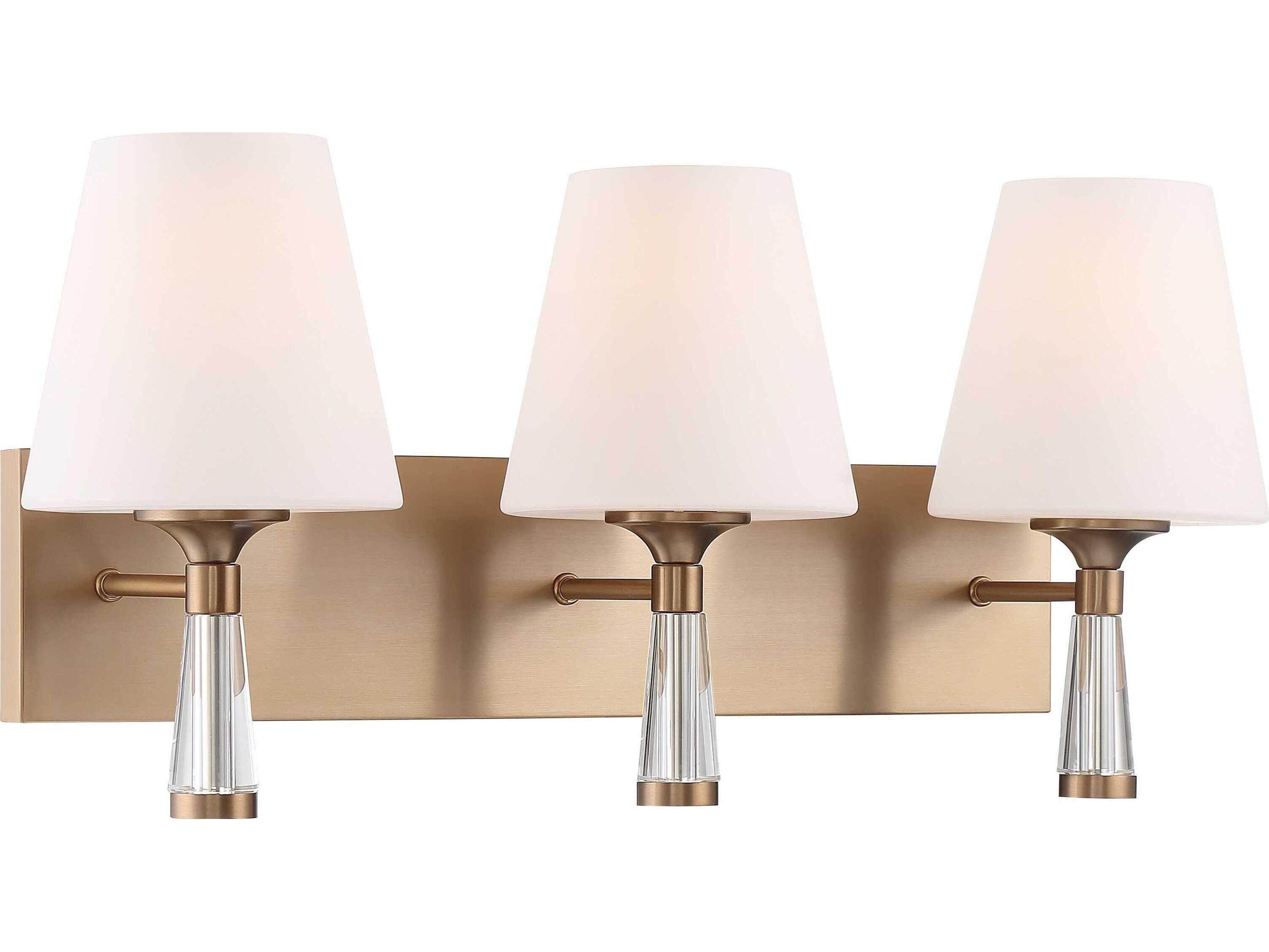 Crystorama Ramsey 3-Light Vibrant Gold Glass Vanity Light