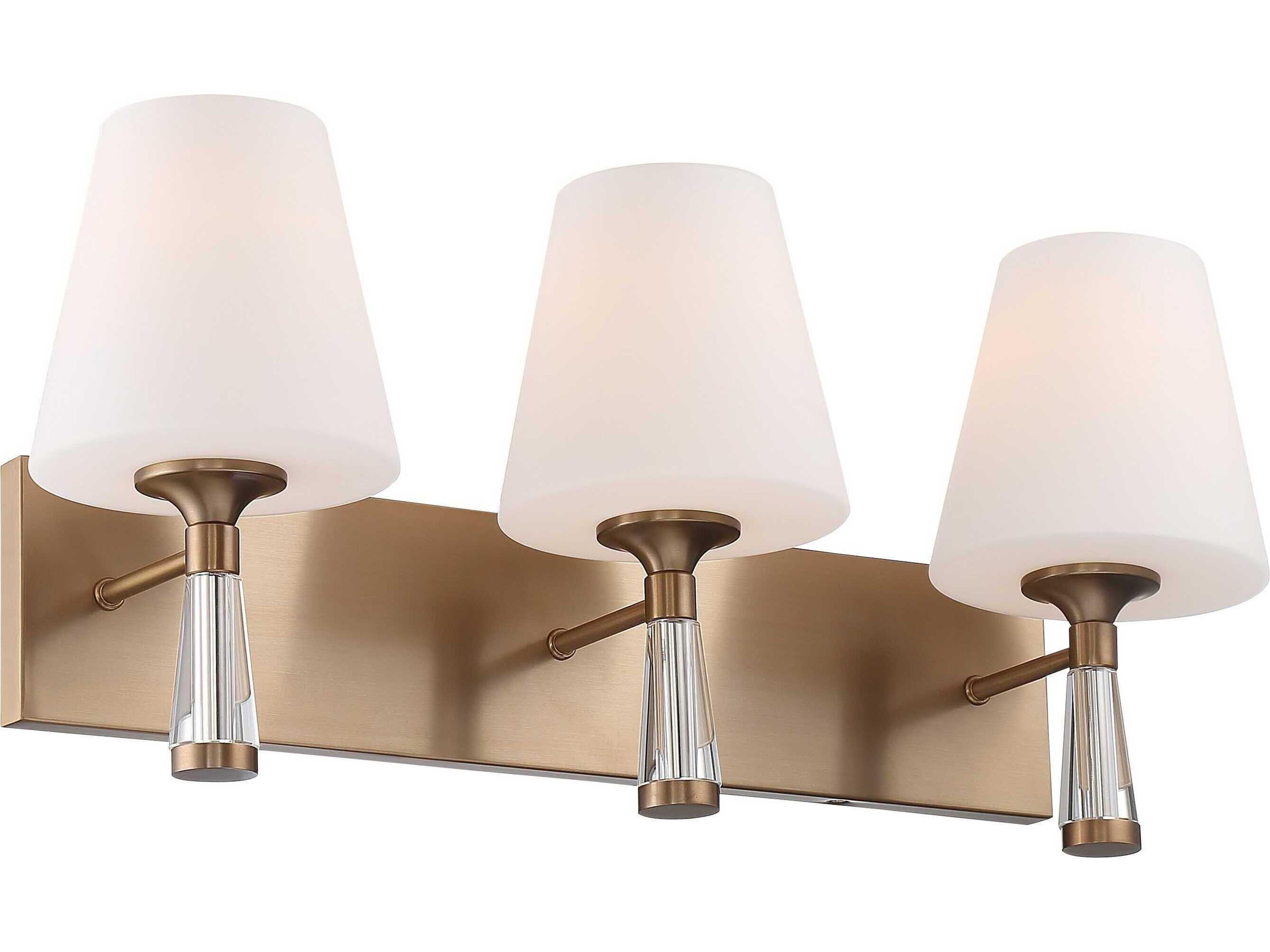 Crystorama Ramsey 3-Light Vibrant Gold Glass Vanity Light
