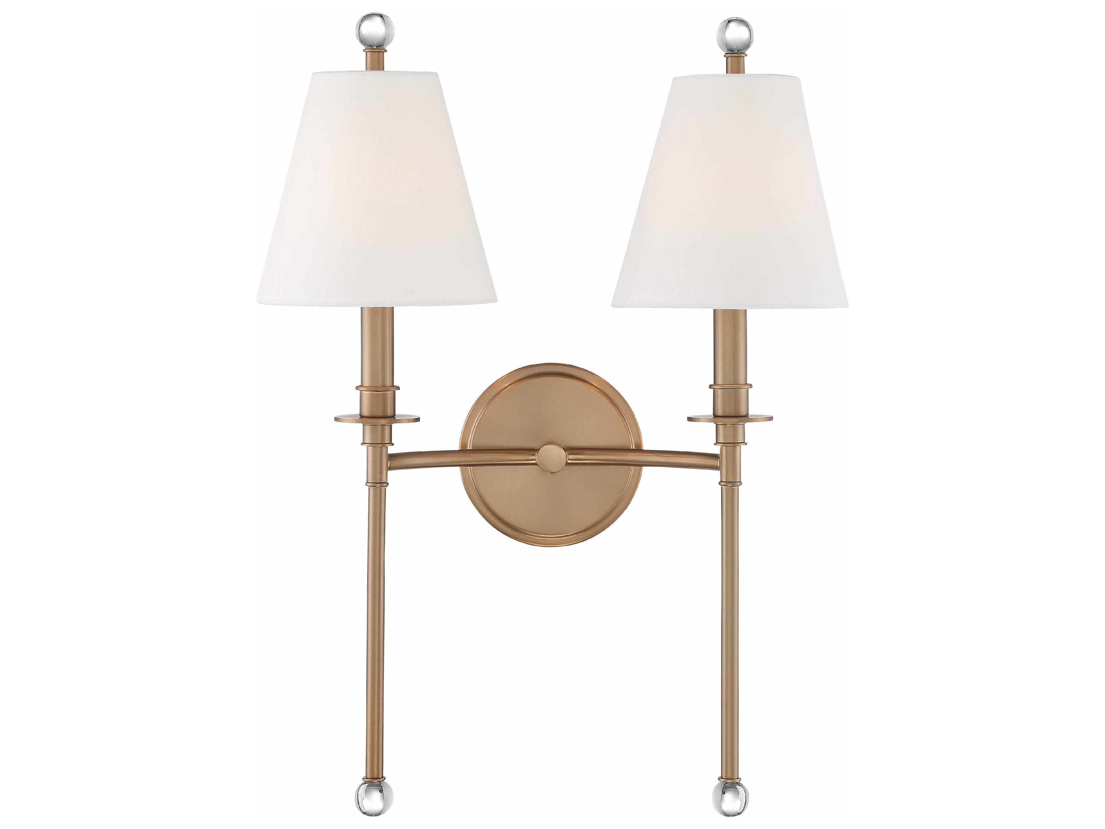 Crystorama Riverdale 2-Light Aged Brass Wall Sconce