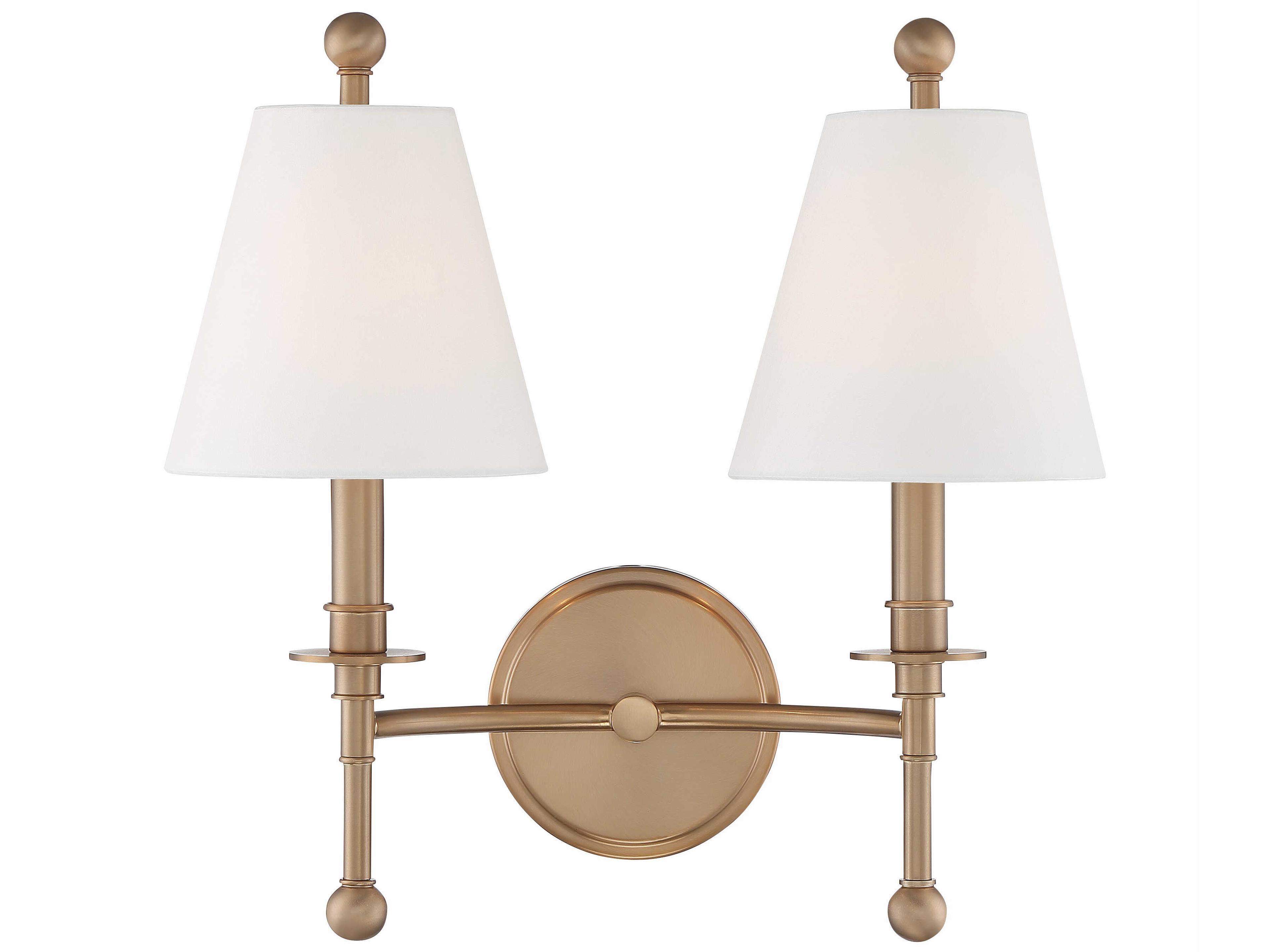 Crystorama Riverdale 2-Light Aged Brass Wall Sconce