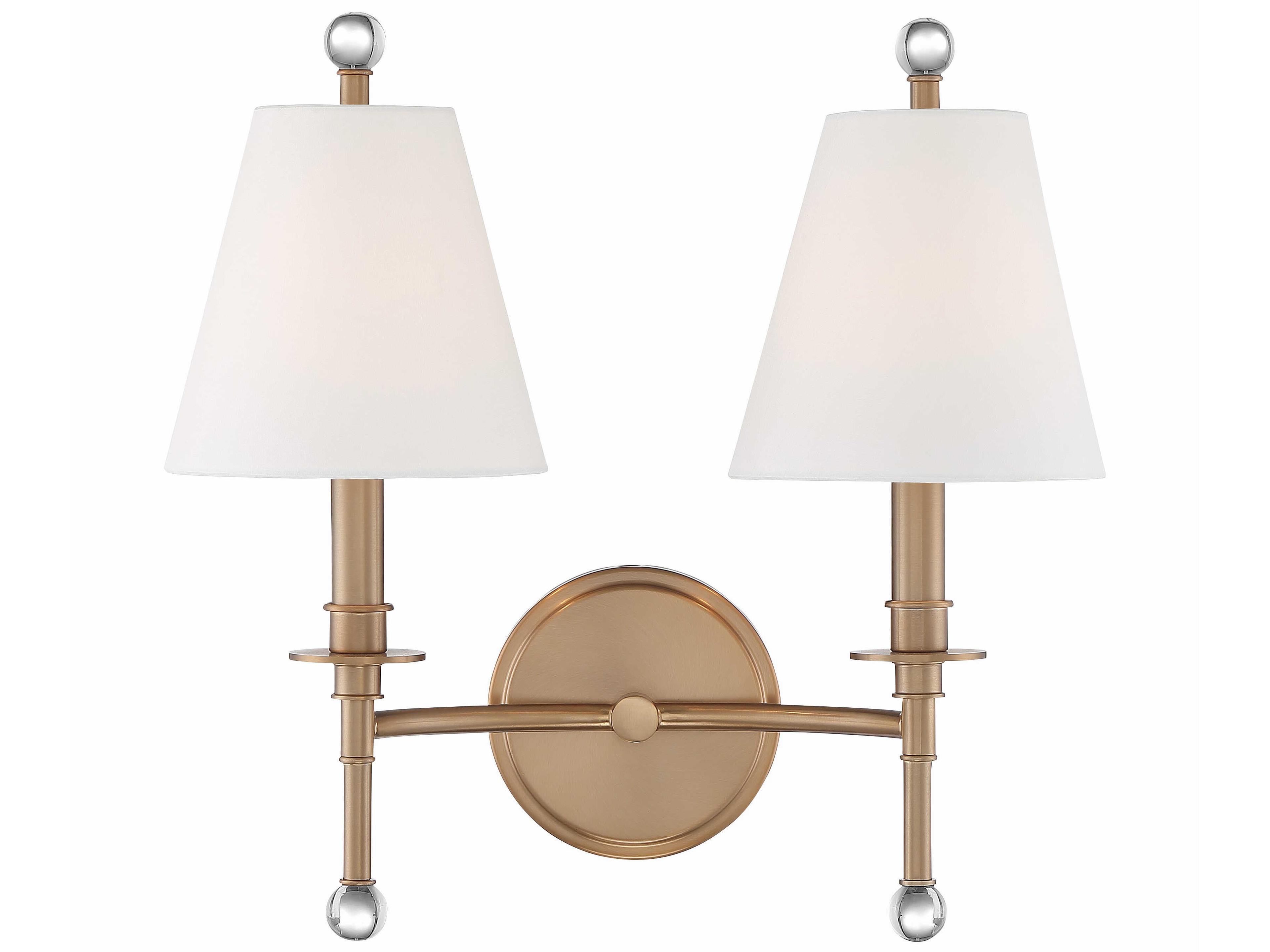 Crystorama Riverdale 2-Light Aged Brass Wall Sconce
