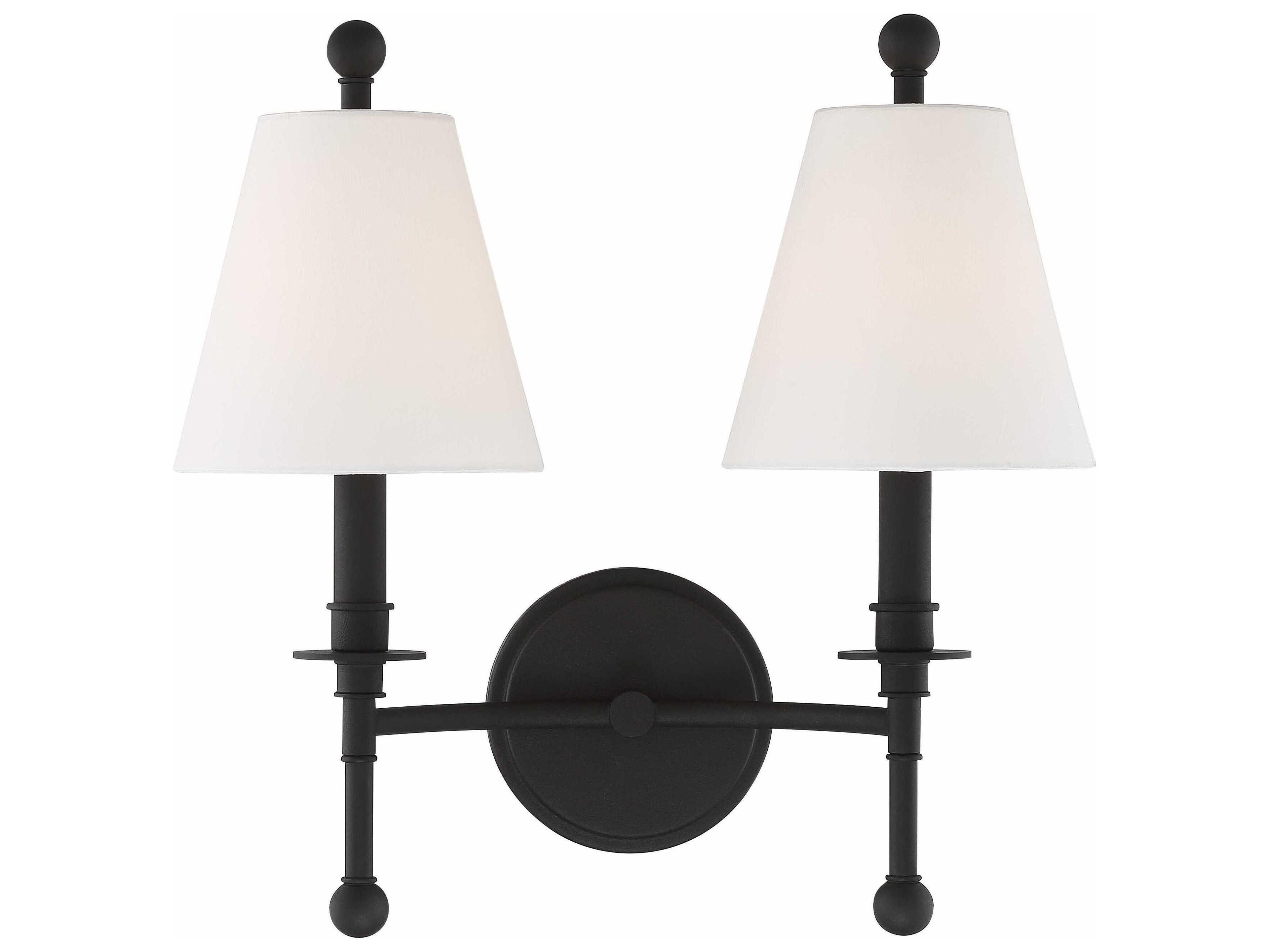 Crystorama Riverdale 2-Light Black Forged Wall Sconce