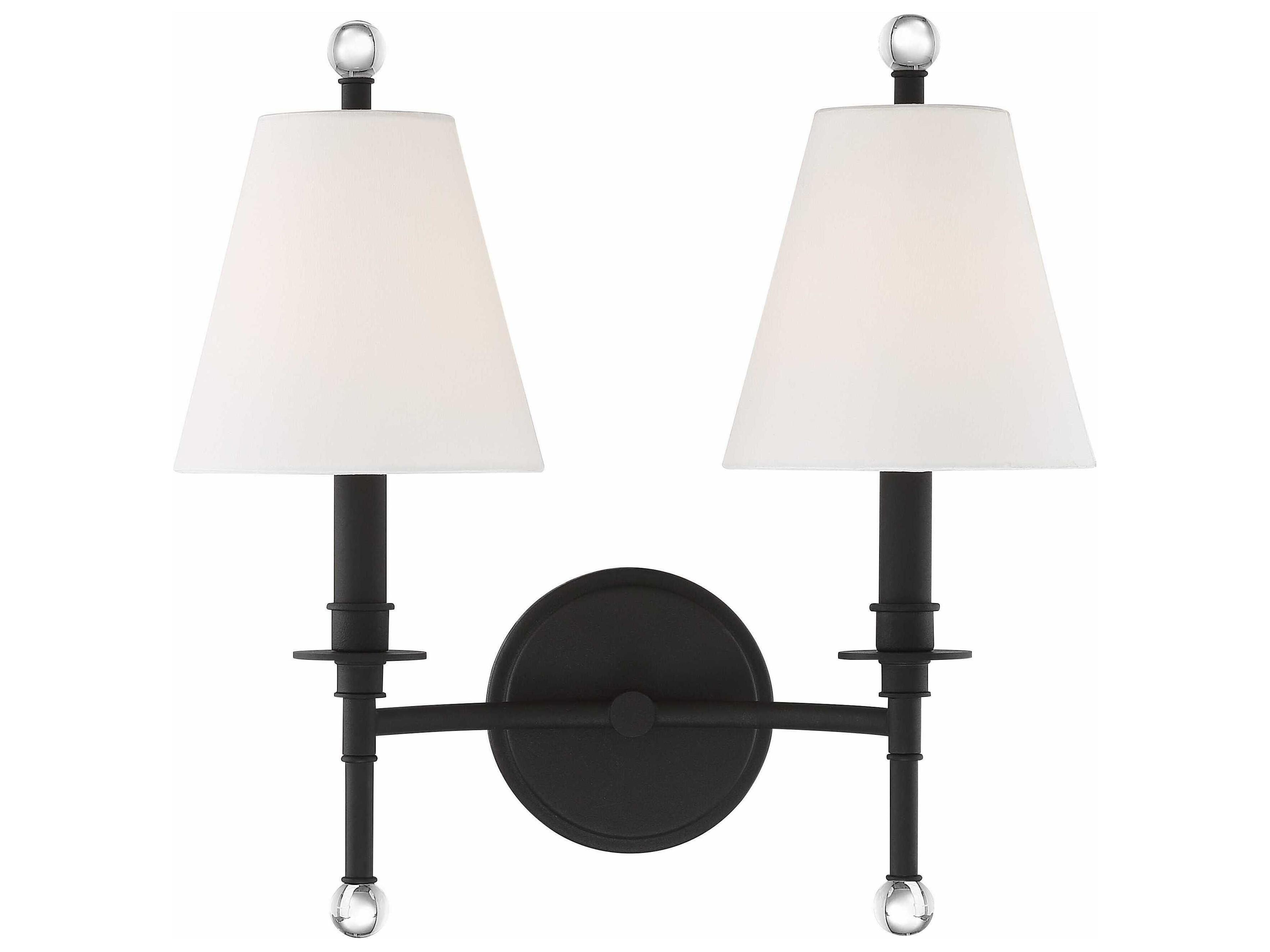 Crystorama Riverdale 2-Light Black Forged Wall Sconce