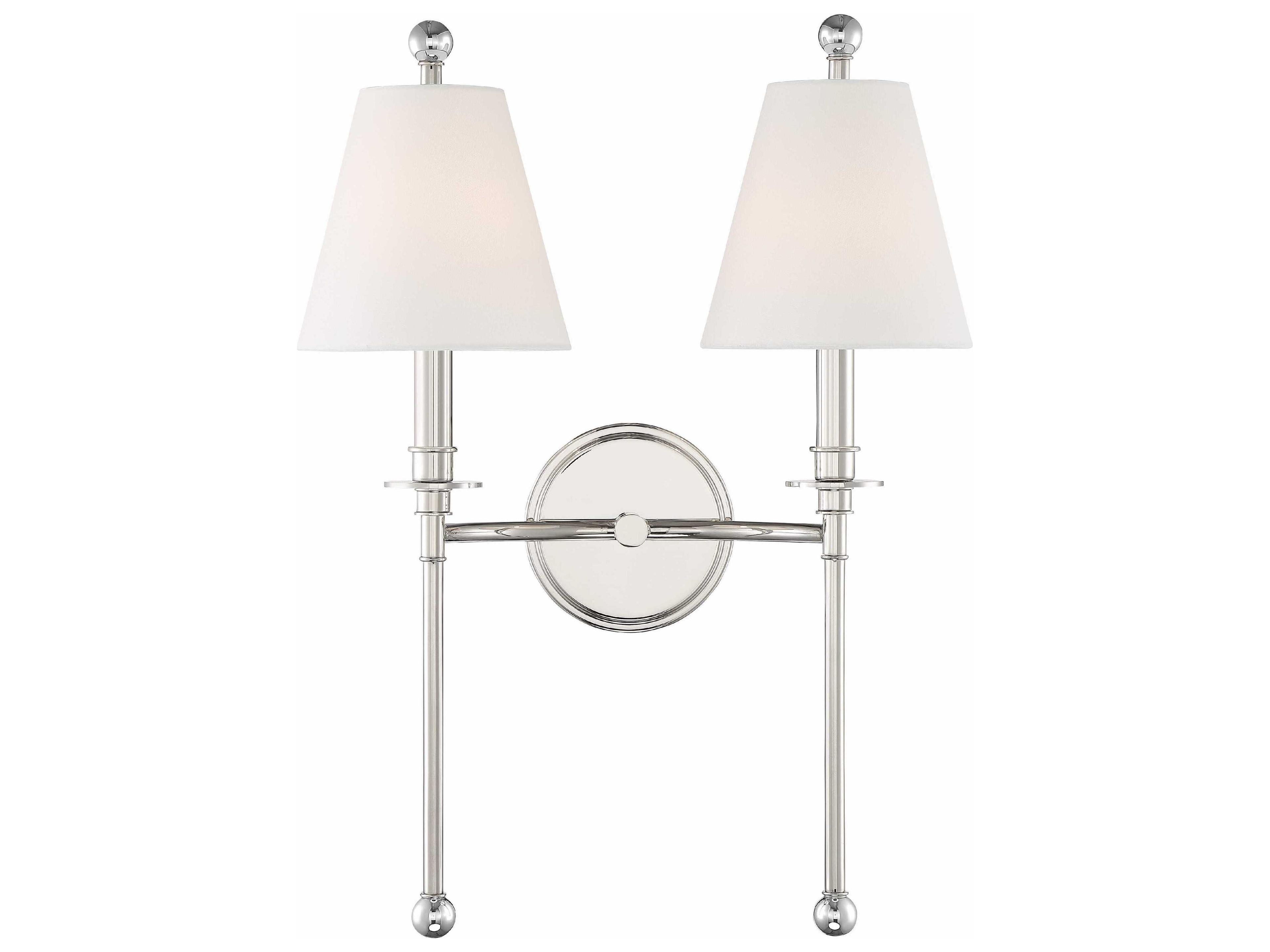 Crystorama Riverdale 2-Light Polished Nickel Wall Sconce
