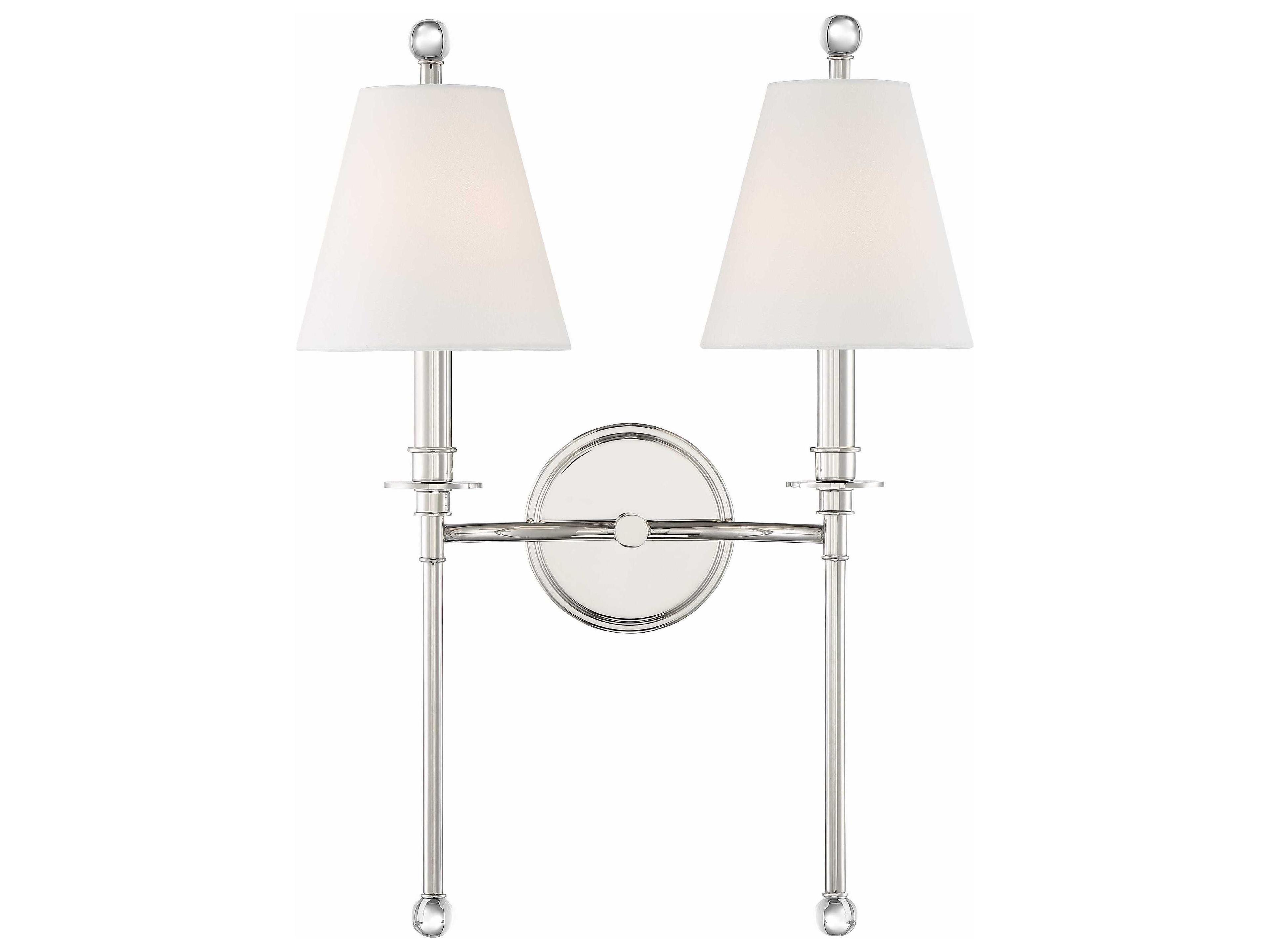 Crystorama Riverdale 2-Light Polished Nickel Wall Sconce