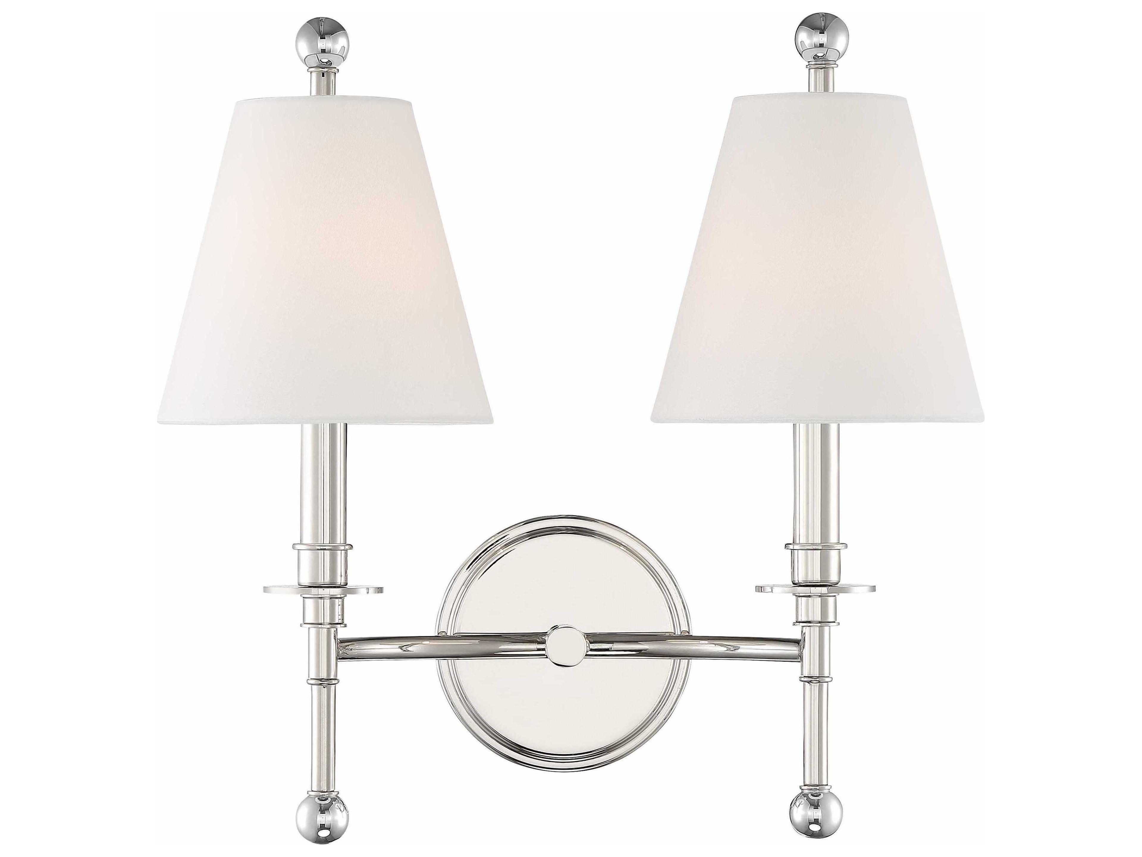 Crystorama Riverdale 2-Light Polished Nickel Wall Sconce