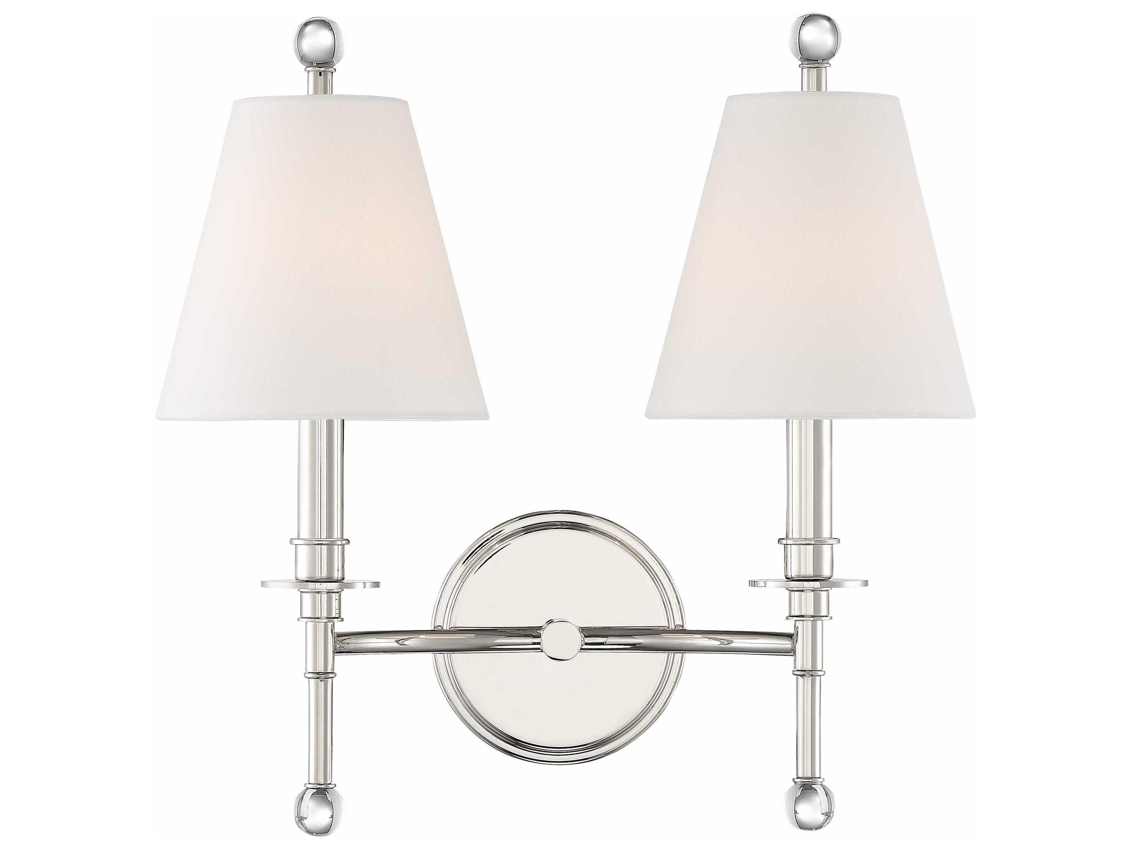 Crystorama Riverdale 2-Light Polished Nickel Wall Sconce