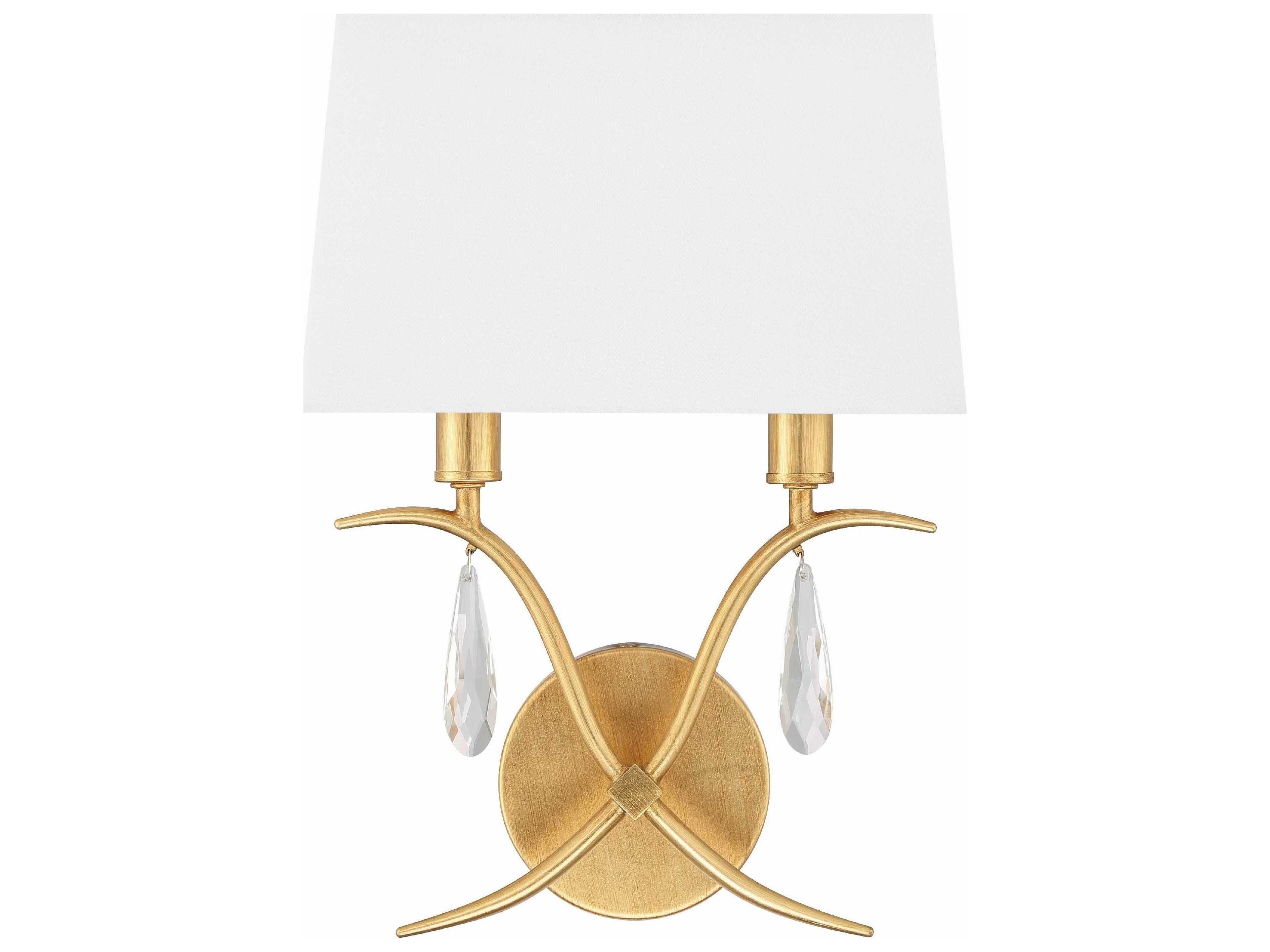 Crystorama Rollins 2-Light Antique Gold Crystal Wall Sconce