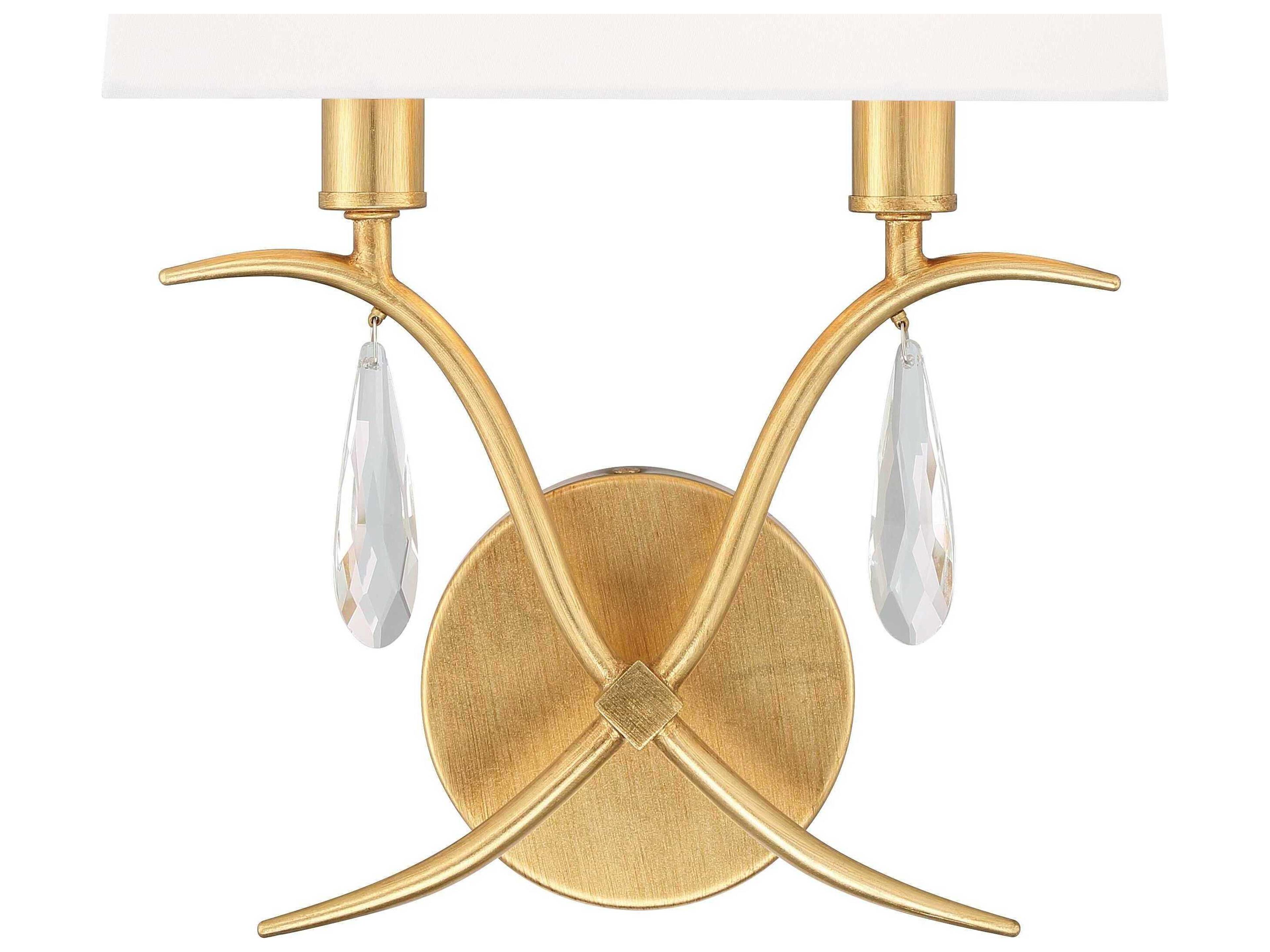 Crystorama Rollins 2-Light Antique Gold Crystal Wall Sconce