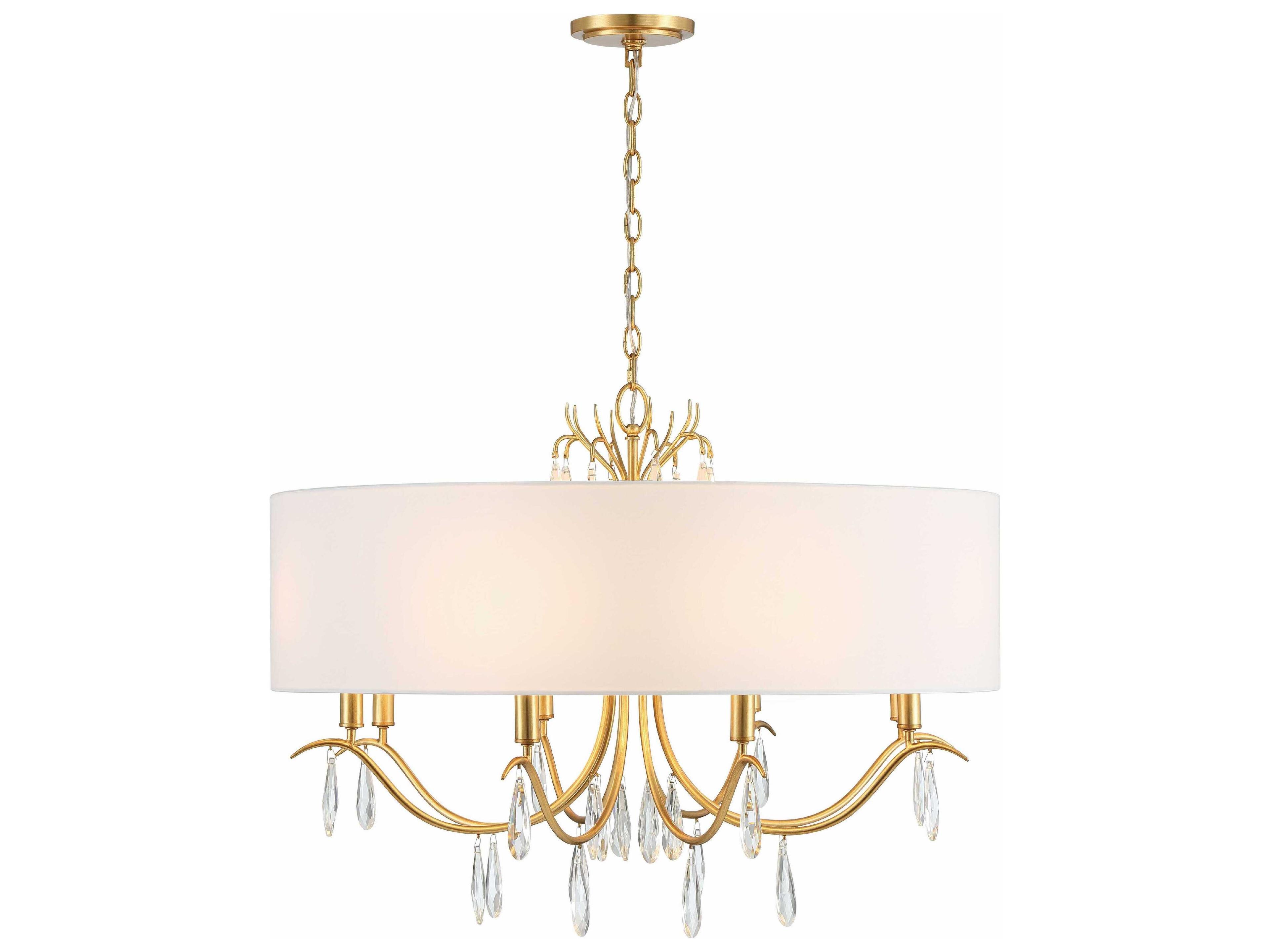 Rollins 8-Light Antique Gold Crystal Candelabra Drum Chandelier