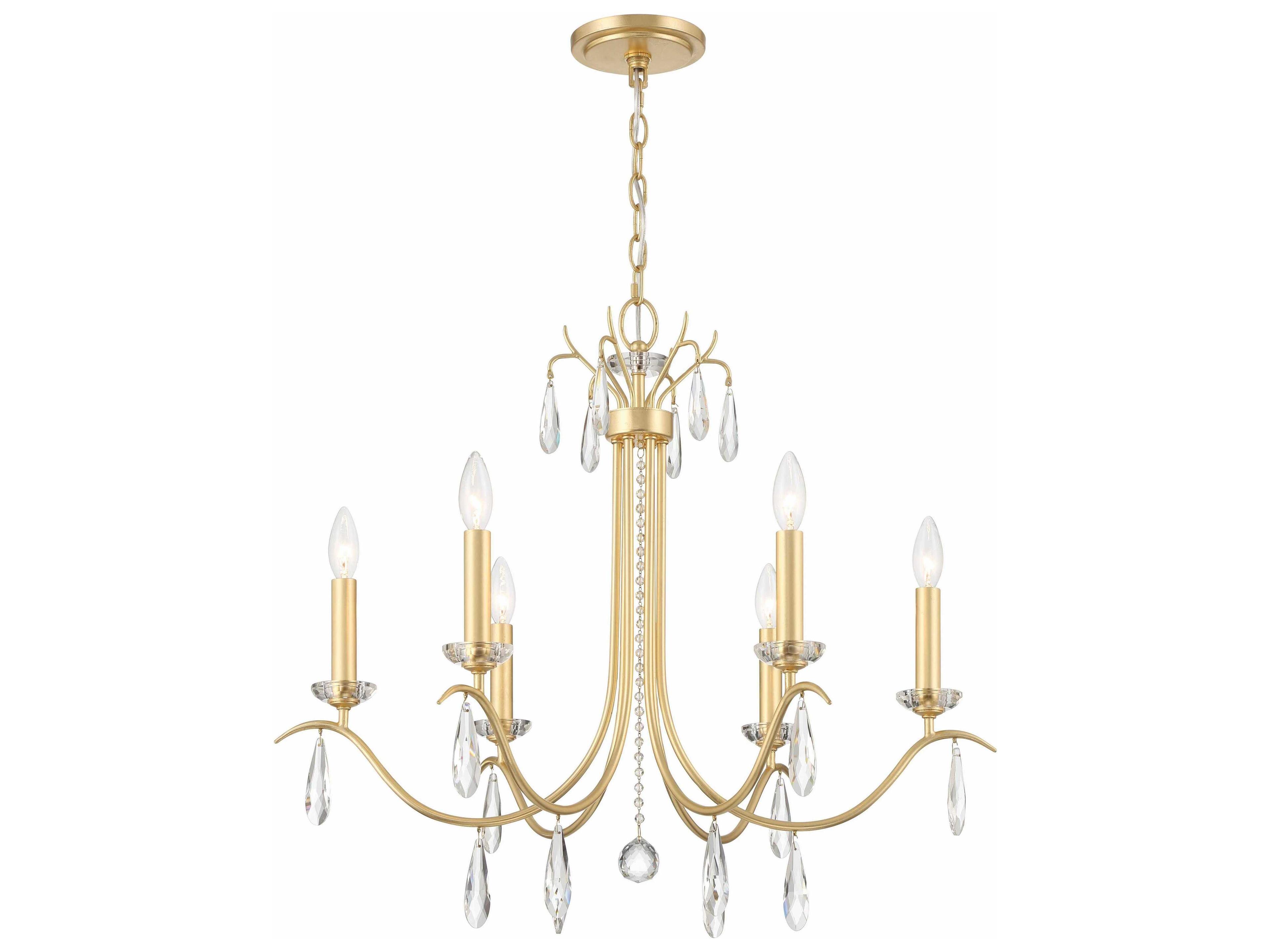 Rollins 6-Light Antique Gold Candelabra Chandelier