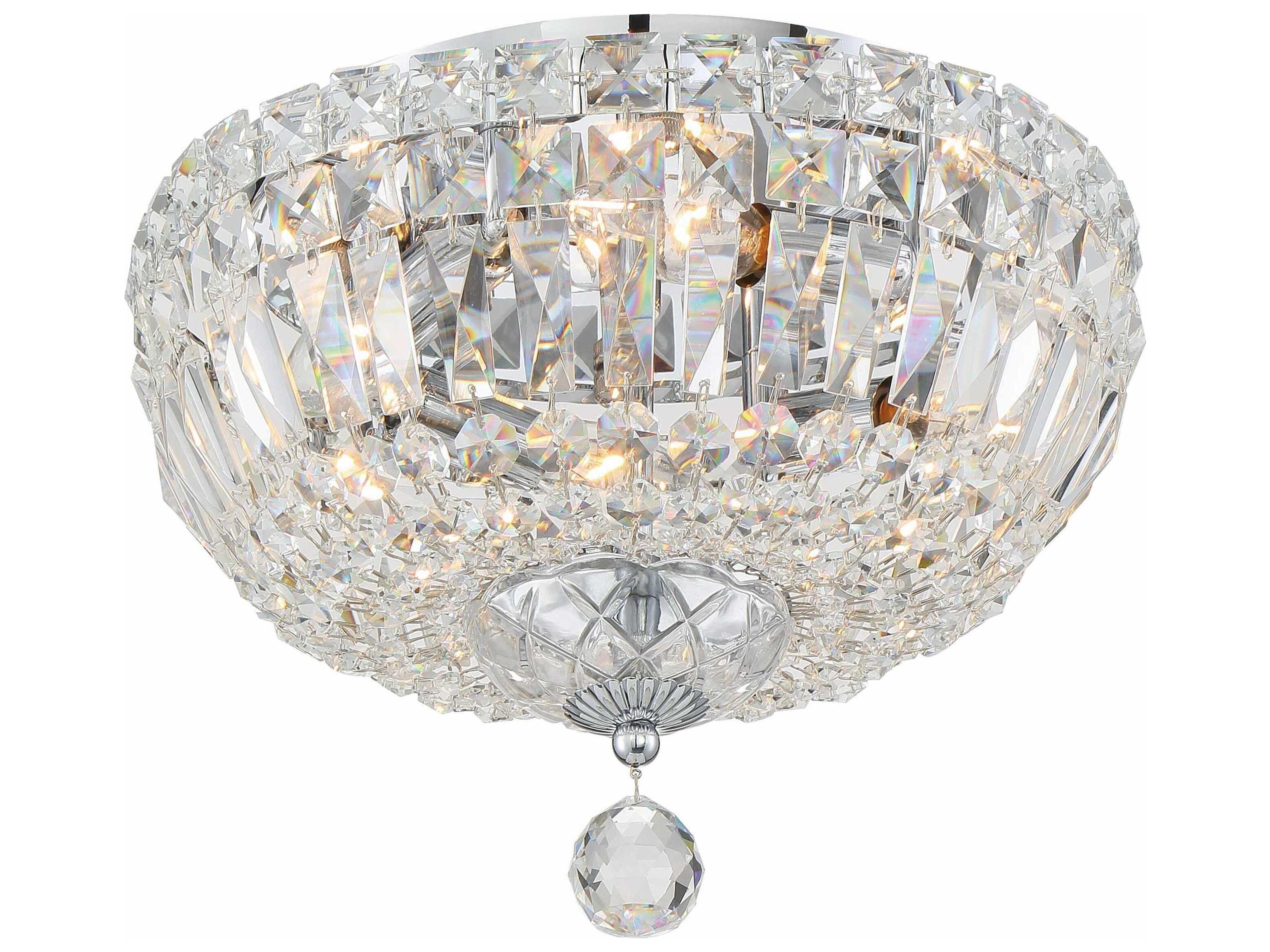Roslyn 4-Light Polished Chrome Crystal Bowl Flush Mount