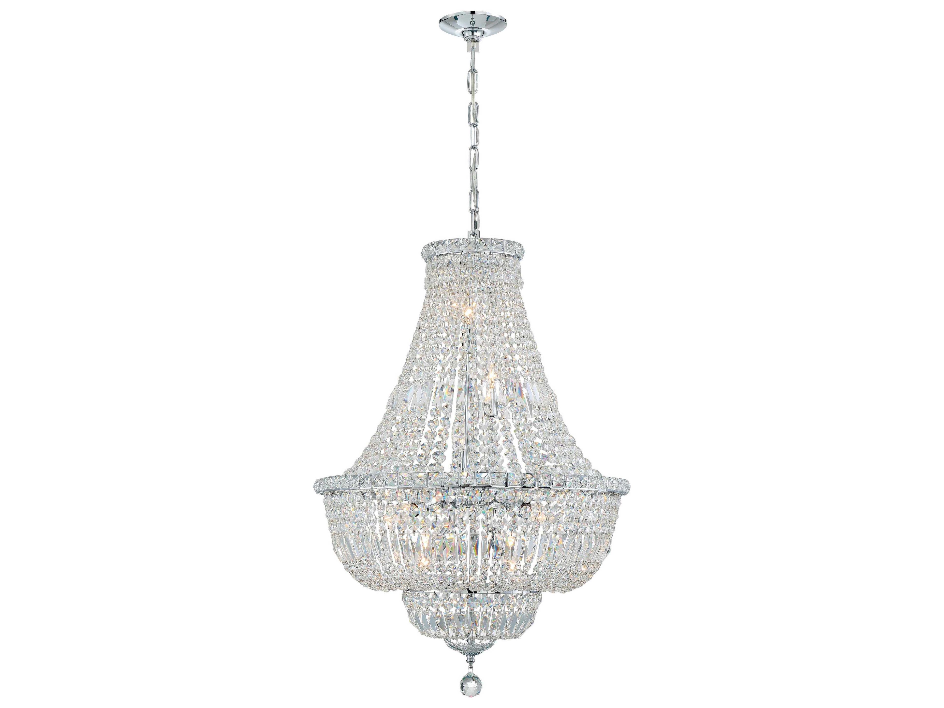 Roslyn 9-Light Polished Chrome Crystal Candelabra Empire Chandelier