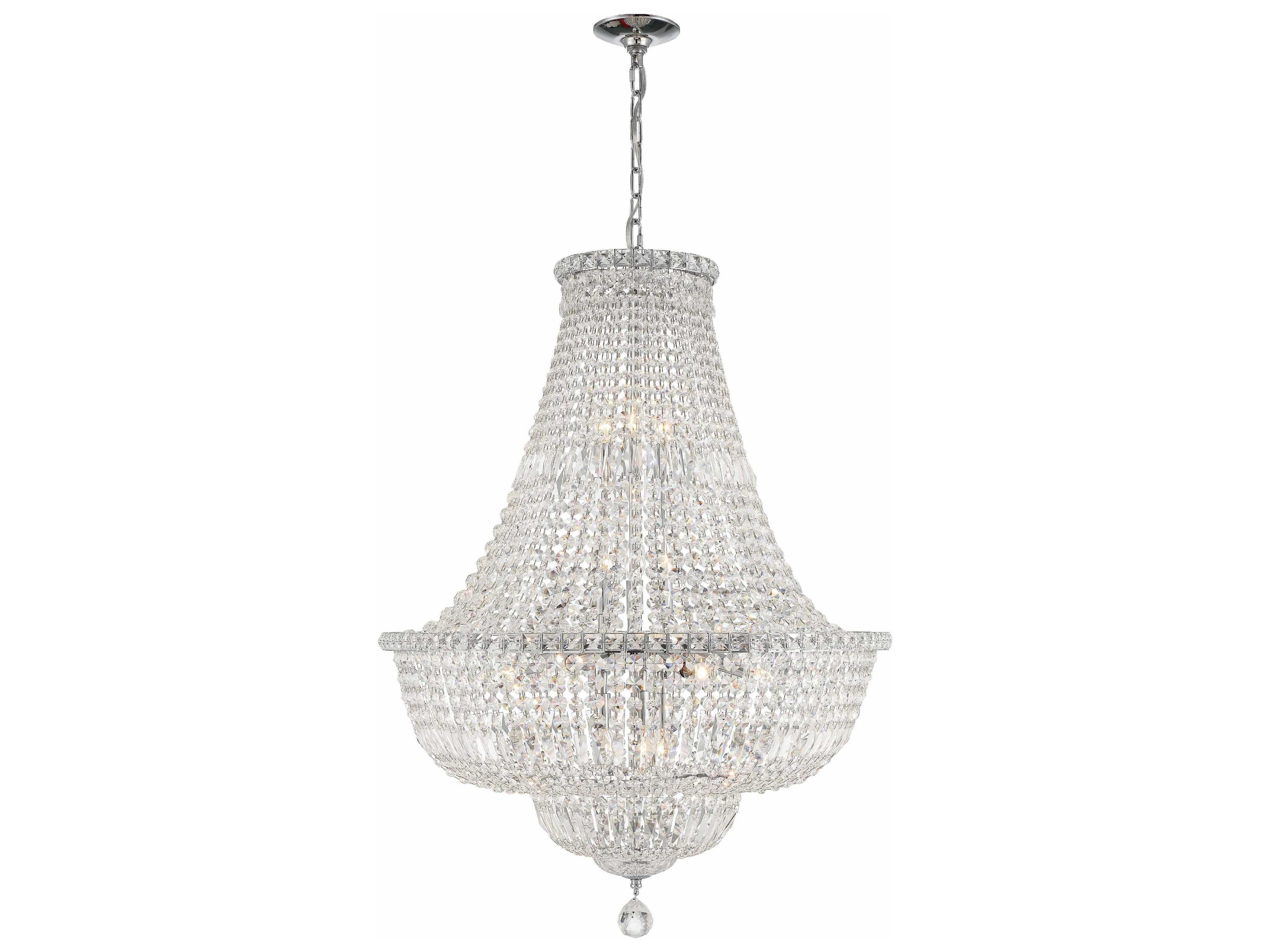 Roslyn 15-Light Polished Chrome Crystal Candelabra Empire Chandelier